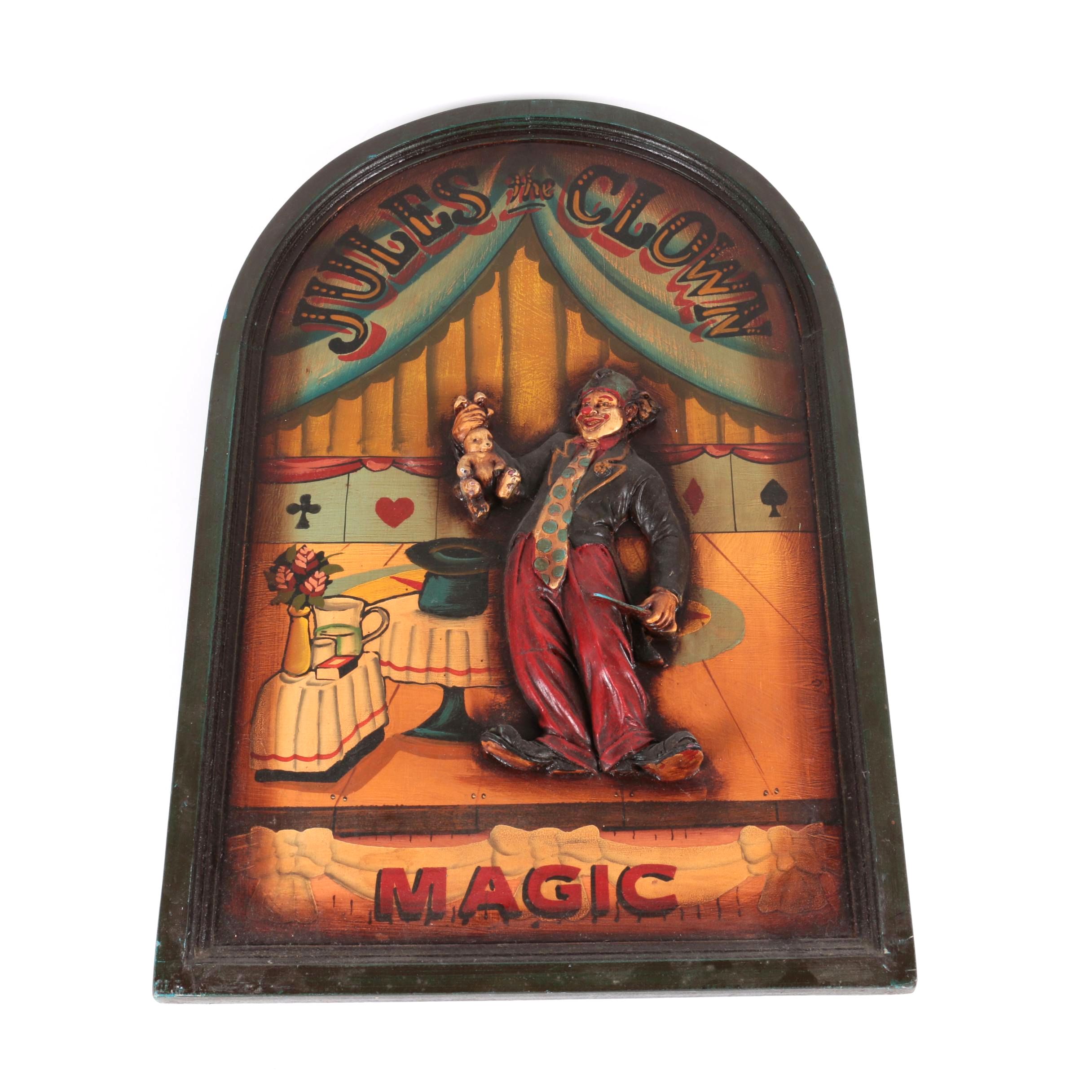 "Jules the Clown" Wooden Wall Hanger