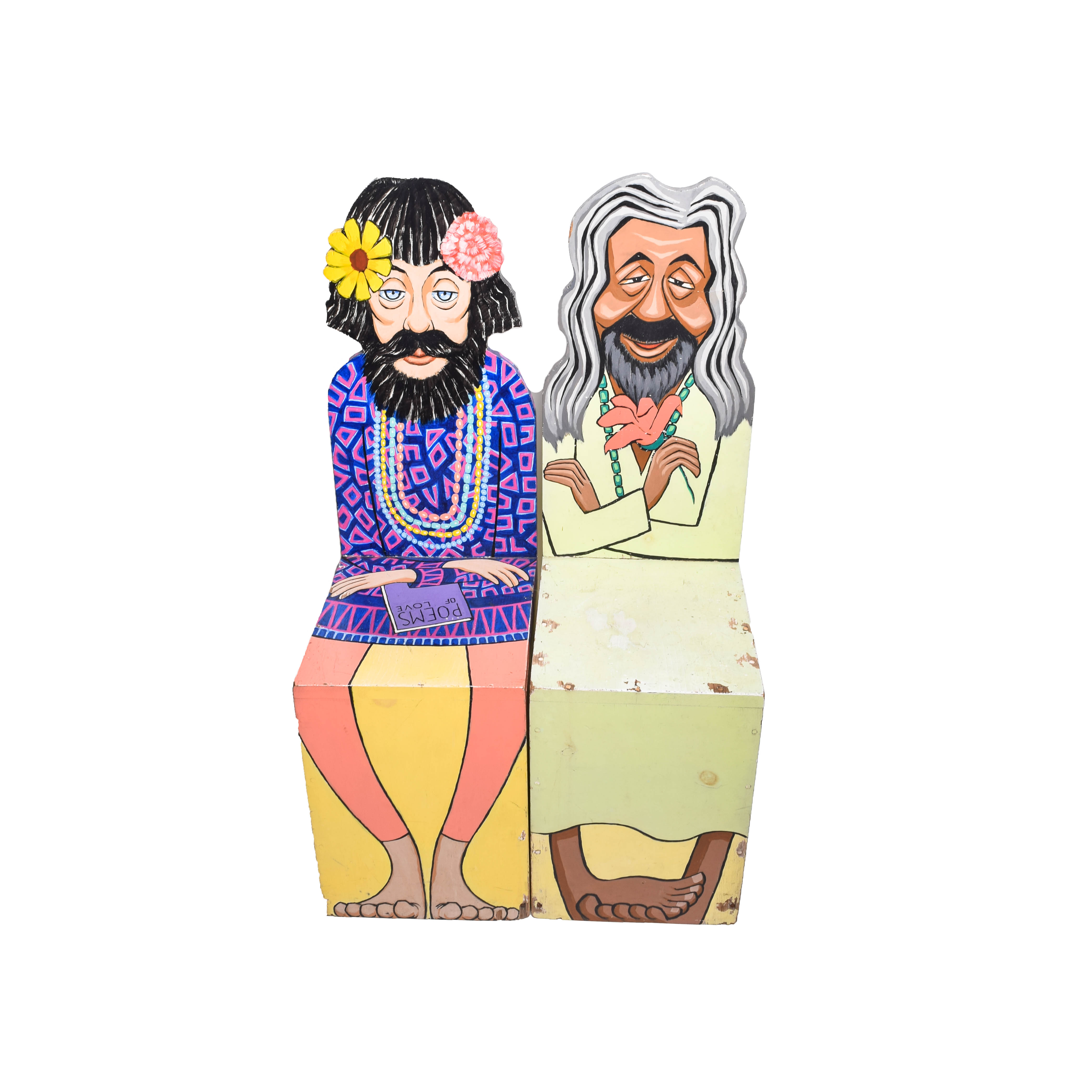 Two Mid-Century Hand-Painted "Hippie Character" Chairs
