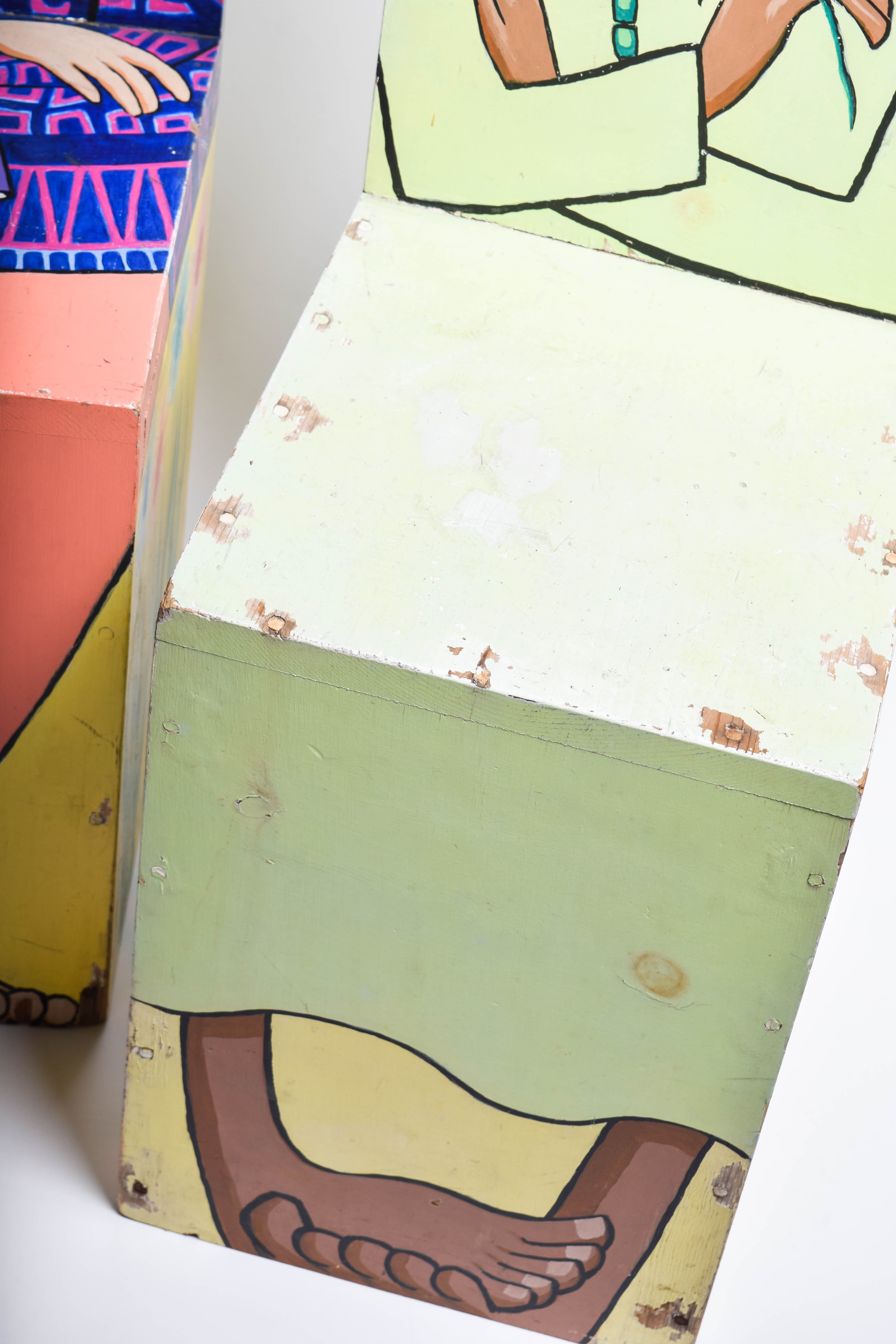 Two Mid-Century Hand-Painted "Hippie Character" Chairs