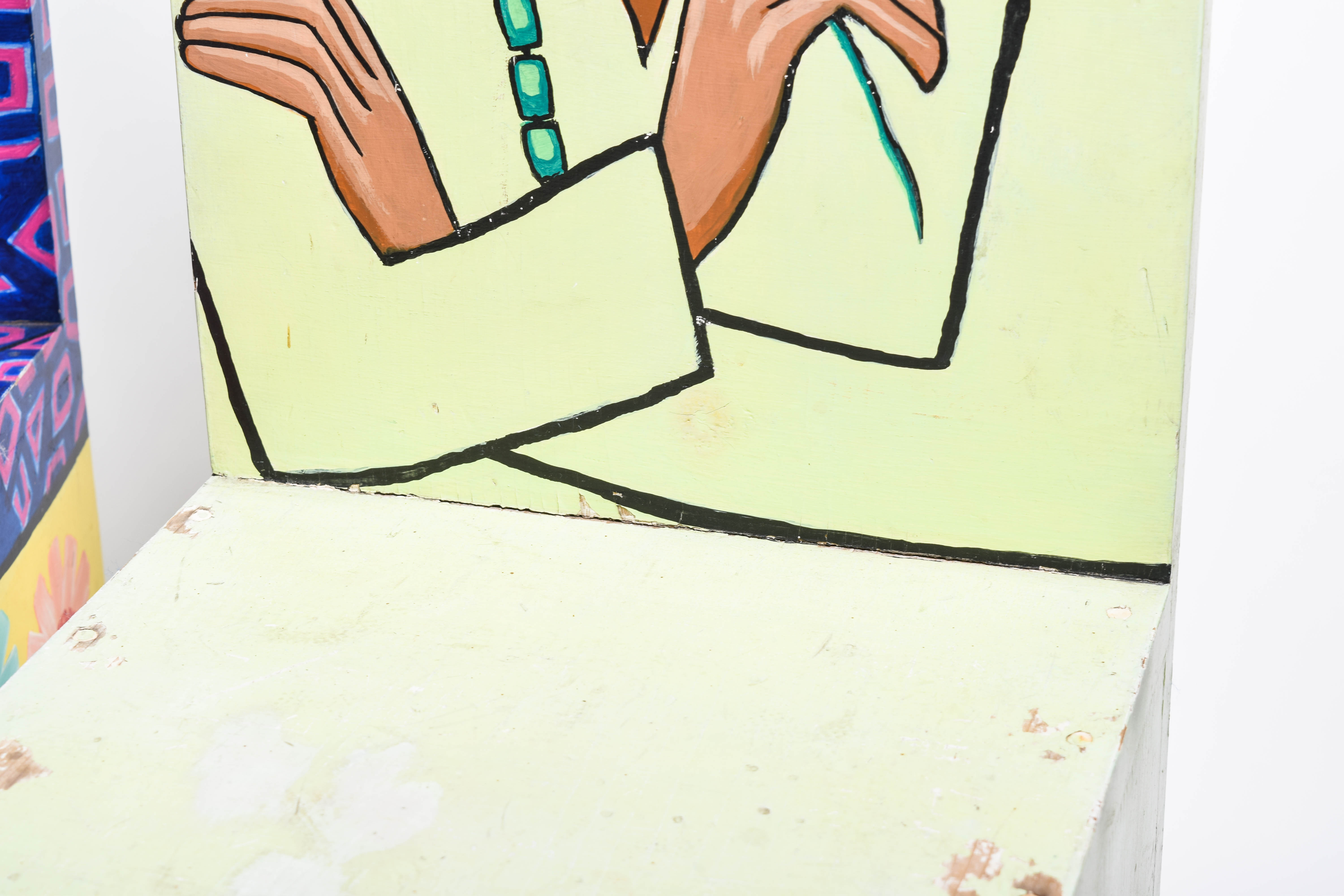 Two Mid-Century Hand-Painted "Hippie Character" Chairs