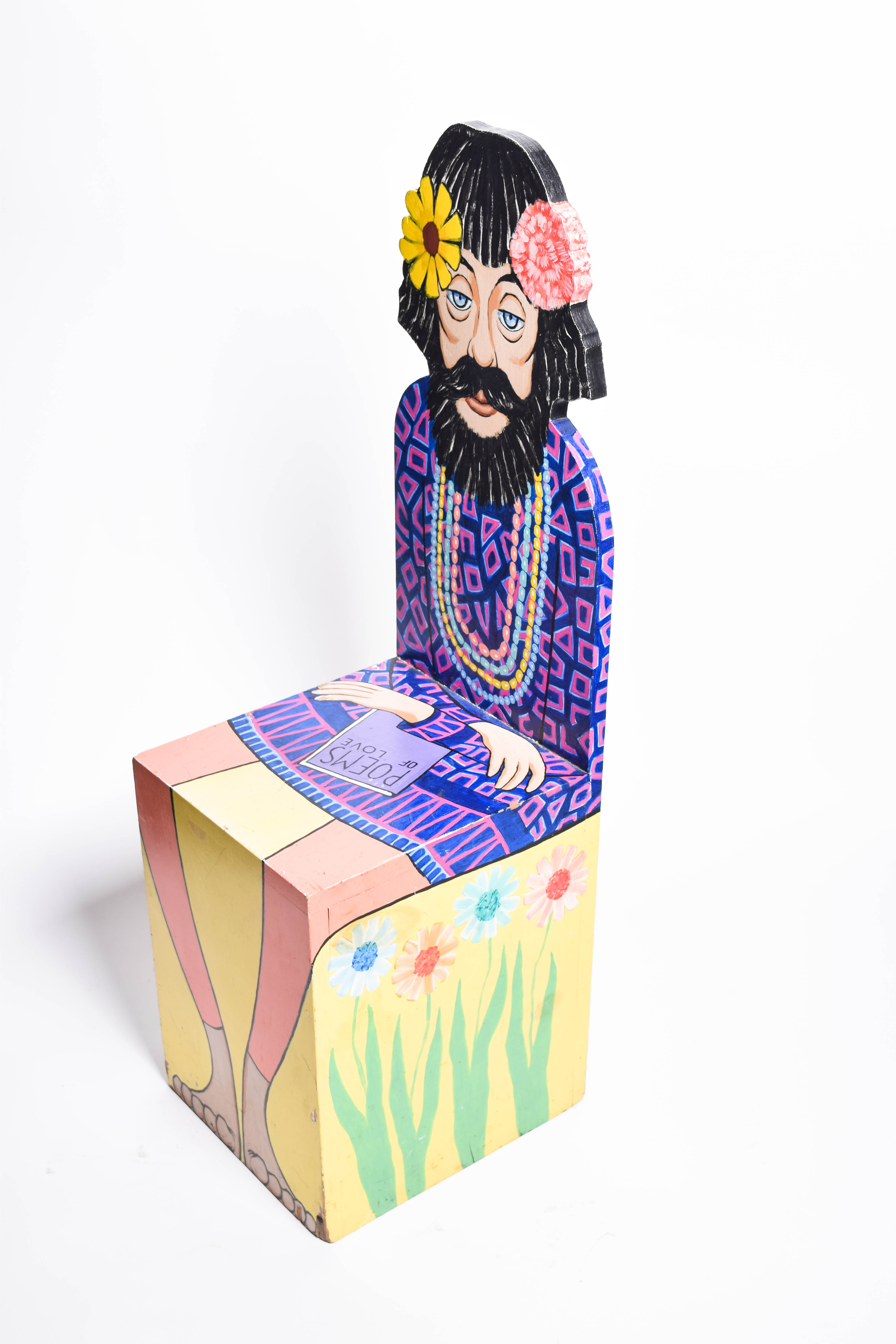 Two Mid-Century Hand-Painted "Hippie Character" Chairs