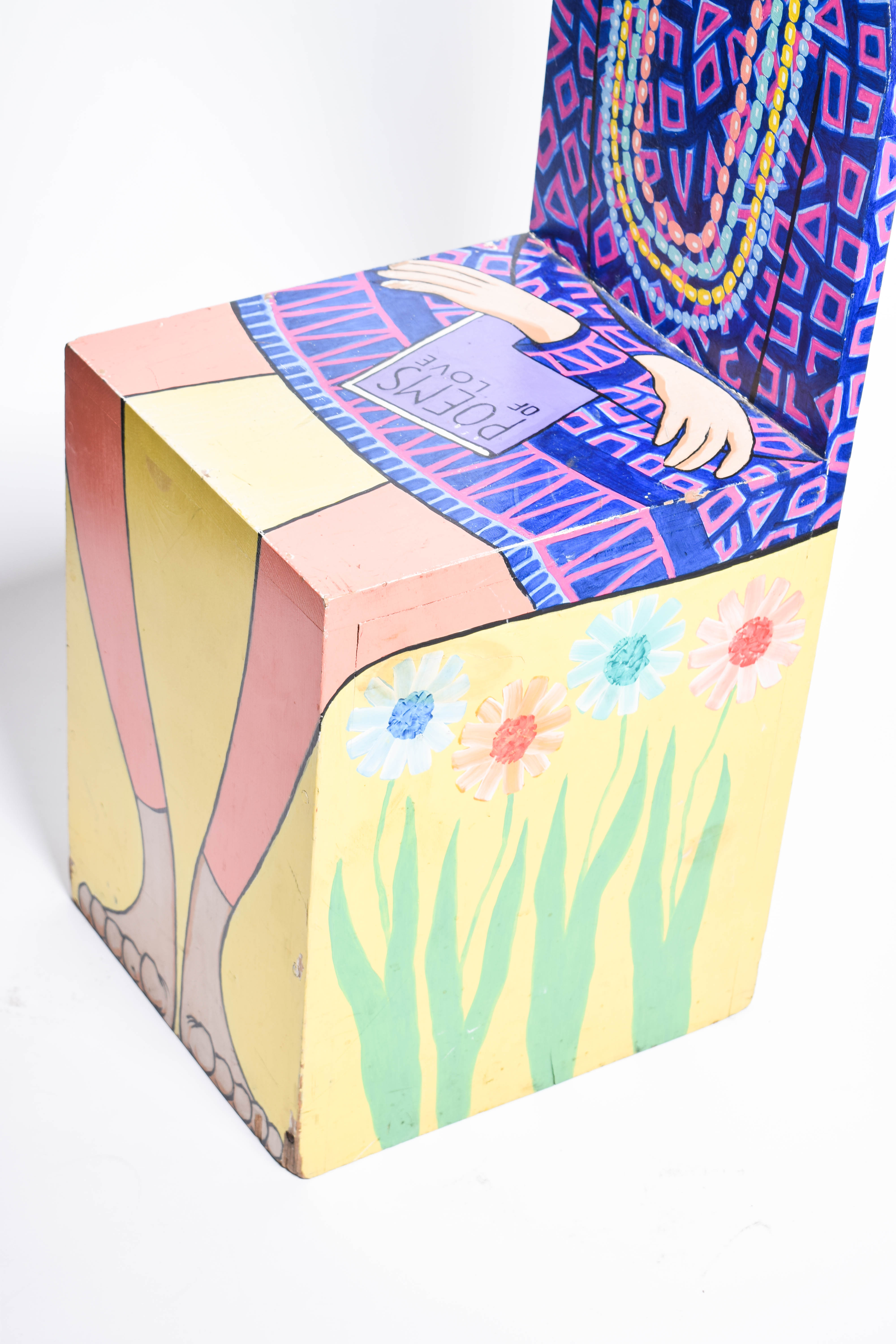 Two Mid-Century Hand-Painted "Hippie Character" Chairs