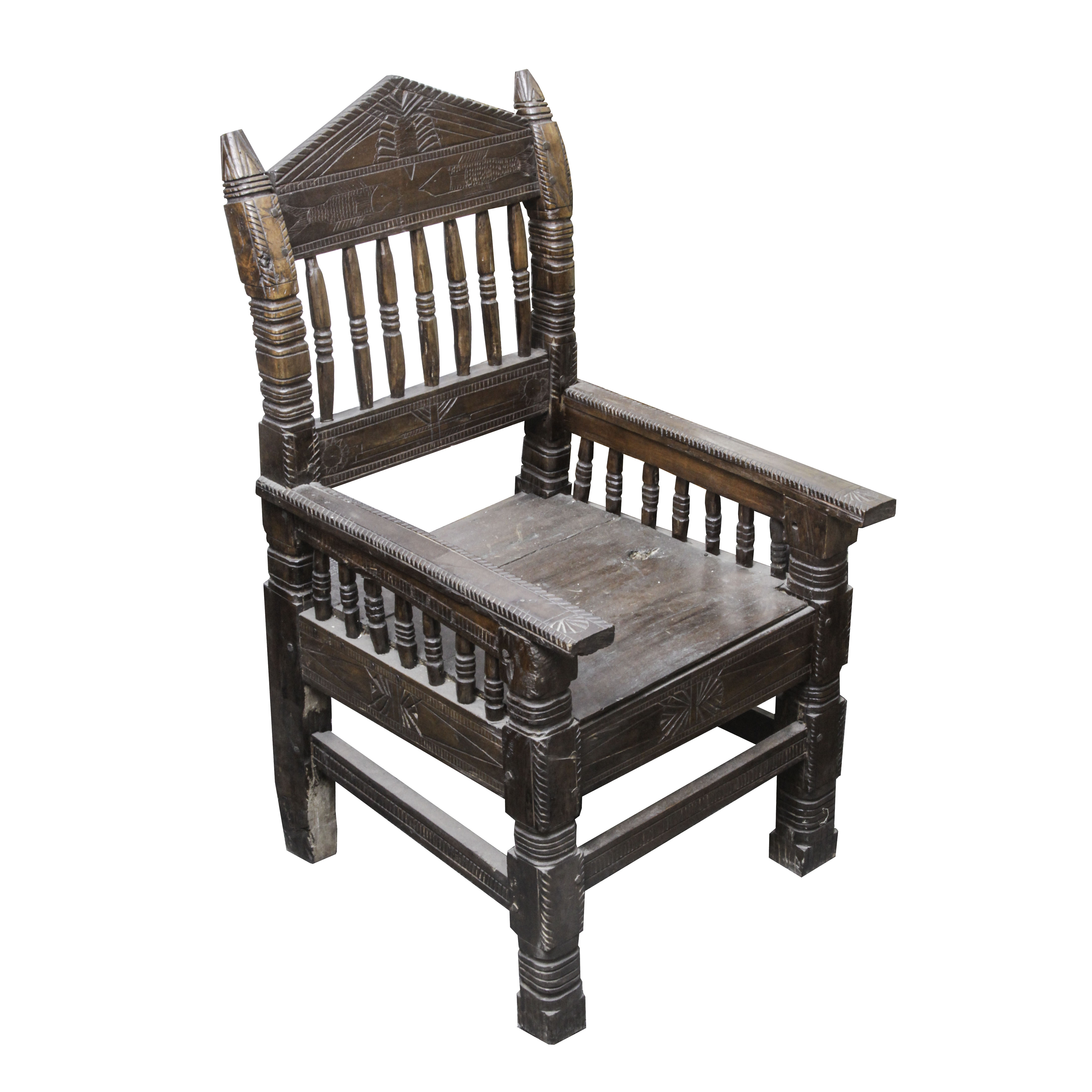 Antique Hand Carved Walnut Arm Chair