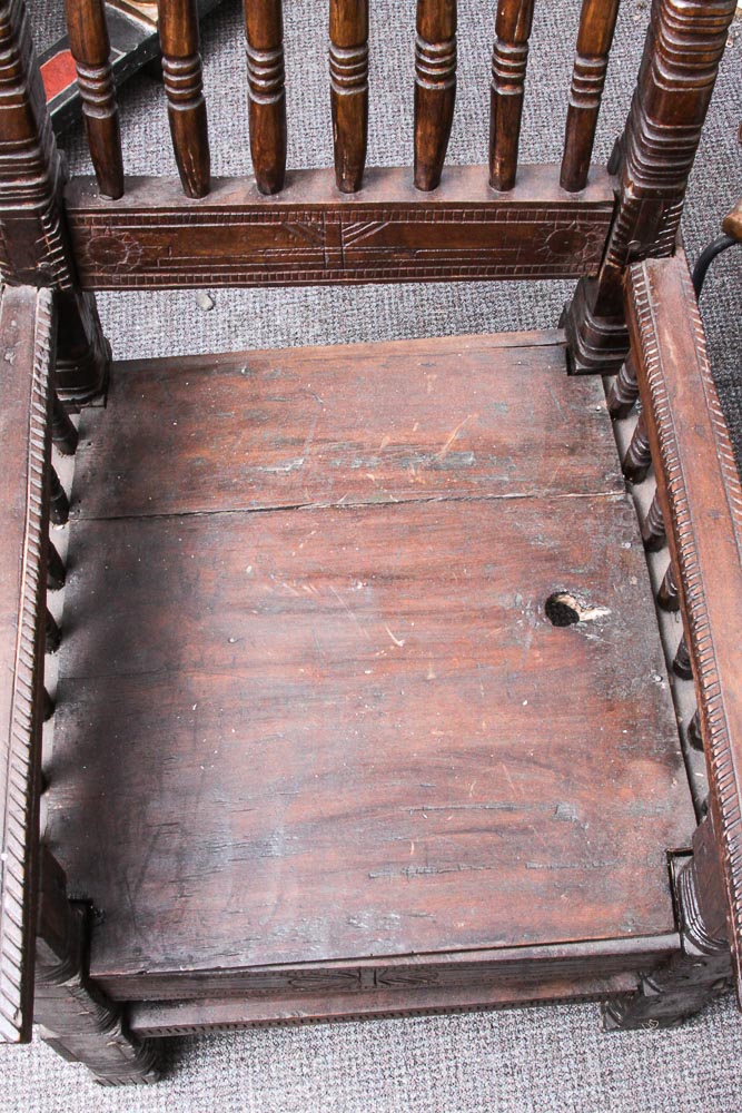 Antique Hand Carved Walnut Arm Chair