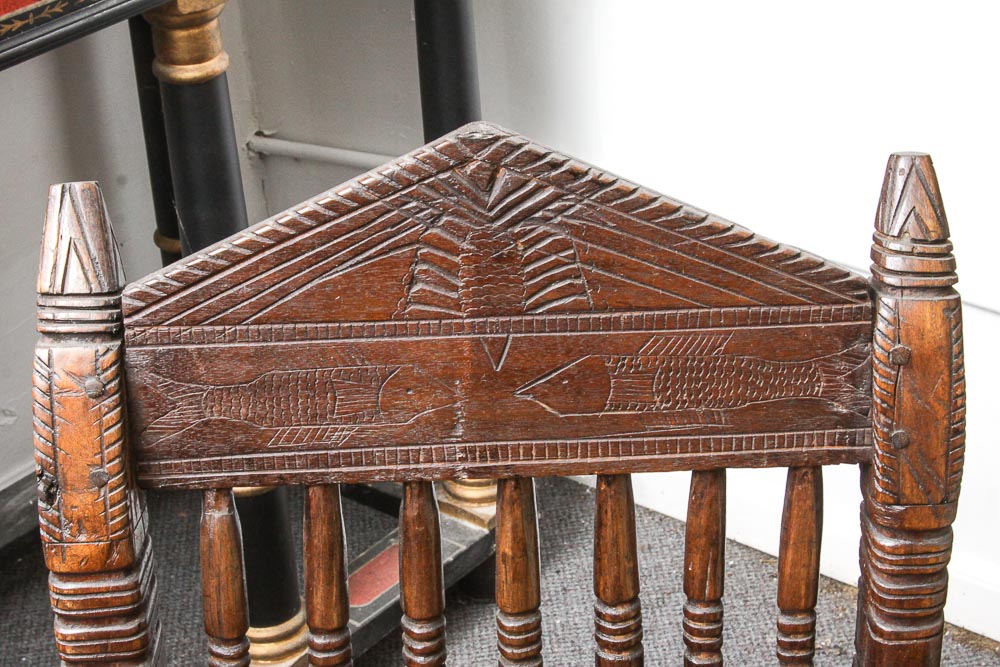 Antique Hand Carved Walnut Arm Chair