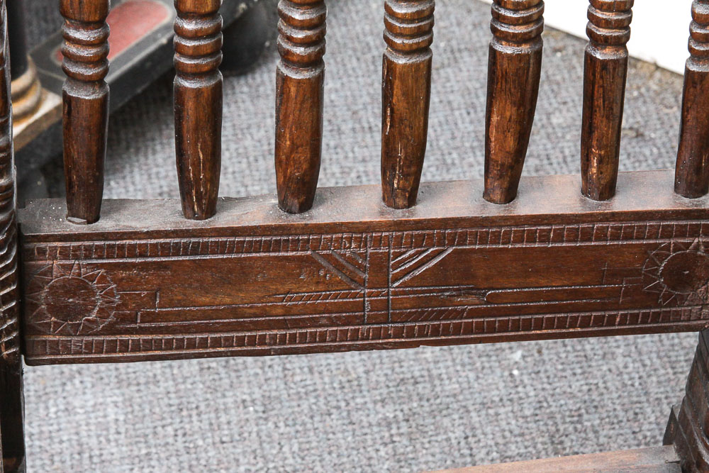 Antique Hand Carved Walnut Arm Chair