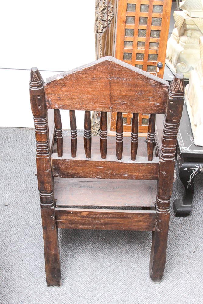 Antique Hand Carved Walnut Arm Chair
