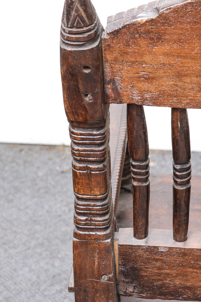 Antique Hand Carved Walnut Arm Chair