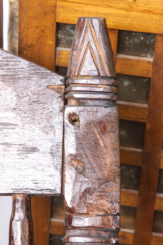 Antique Hand Carved Walnut Arm Chair