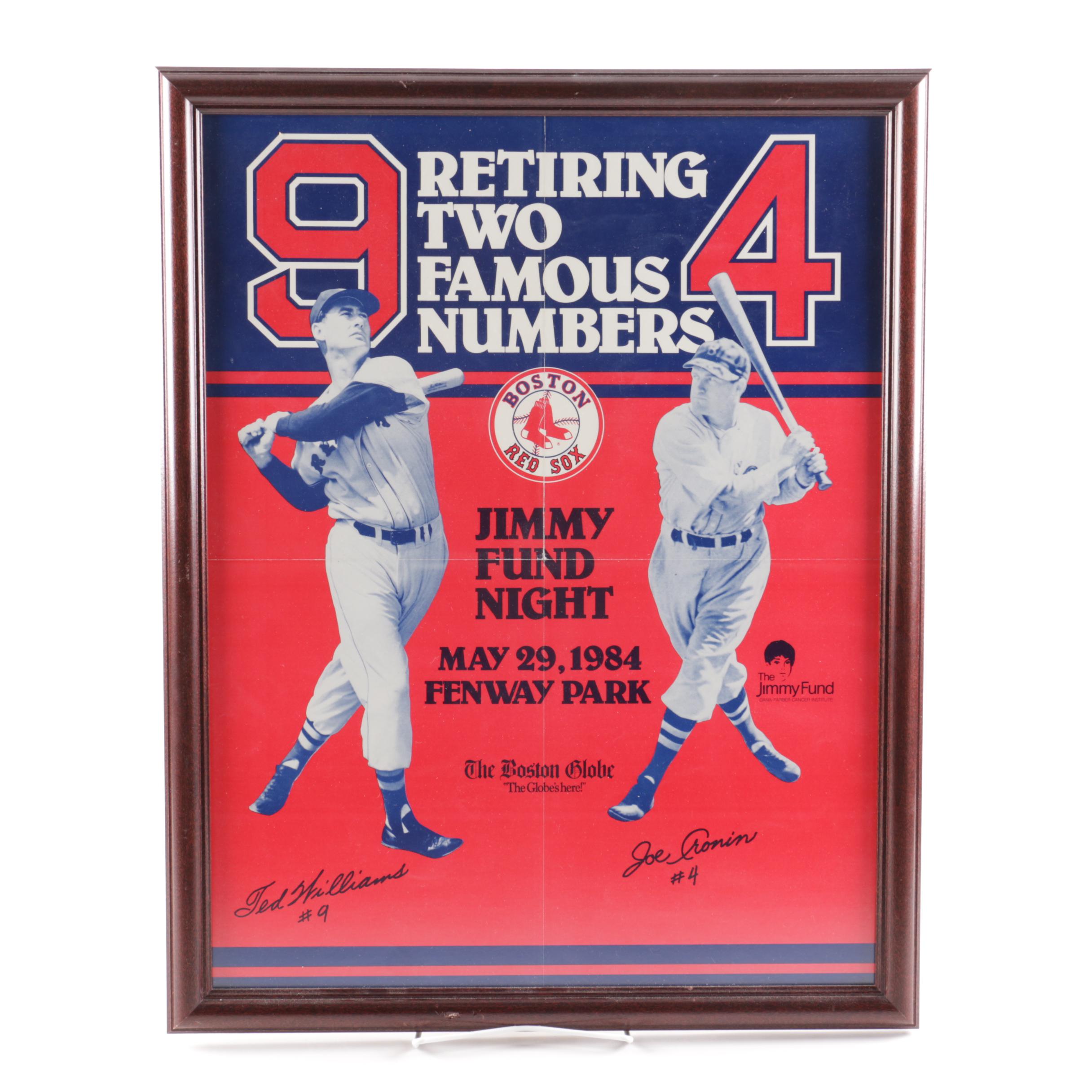 Boston Red Sox Number Retirement for Ted Williams and Joe Cronin Poster