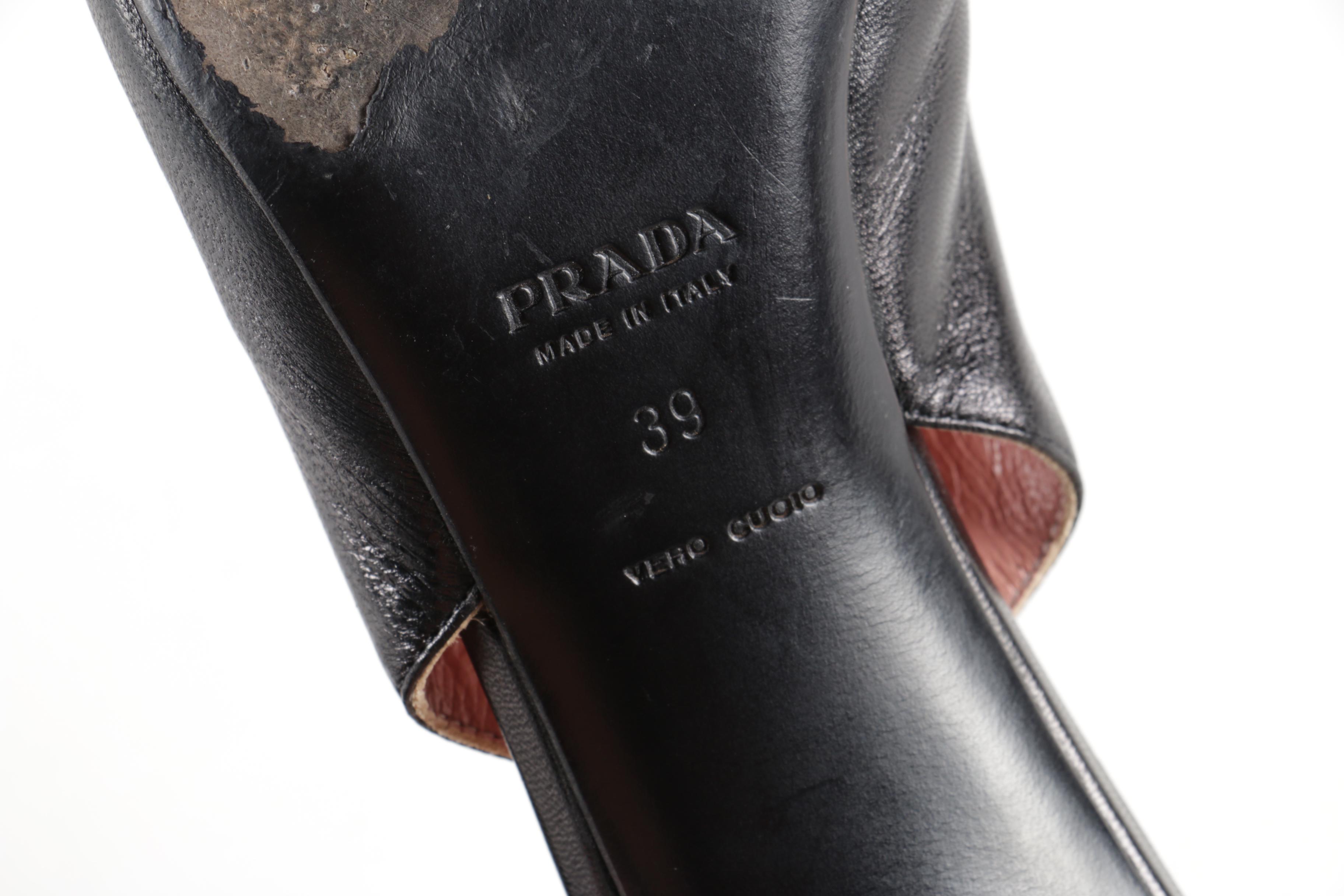 Prada Pink and Black Kitten Heel Slingbacks