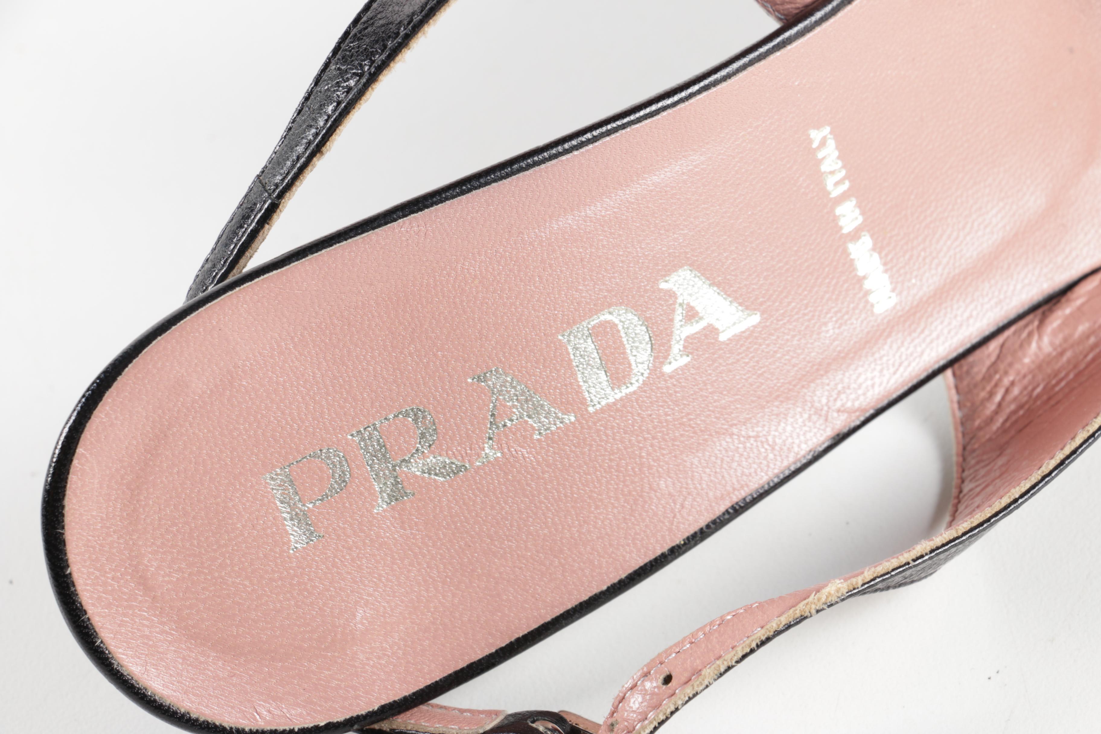 Prada Pink and Black Kitten Heel Slingbacks