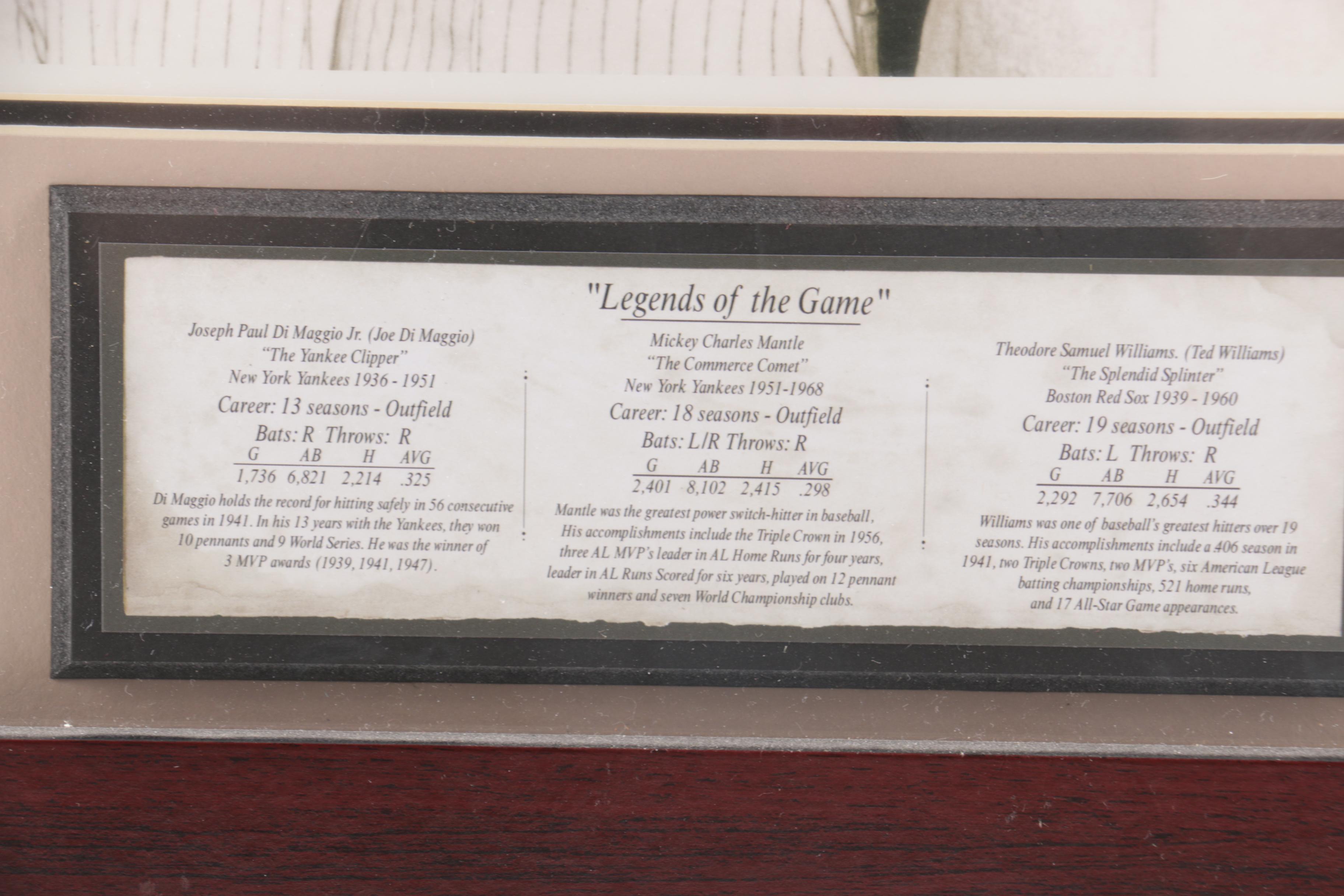 Joe Di Maggio, Mickey Mantle, and Ted Williams Photograph