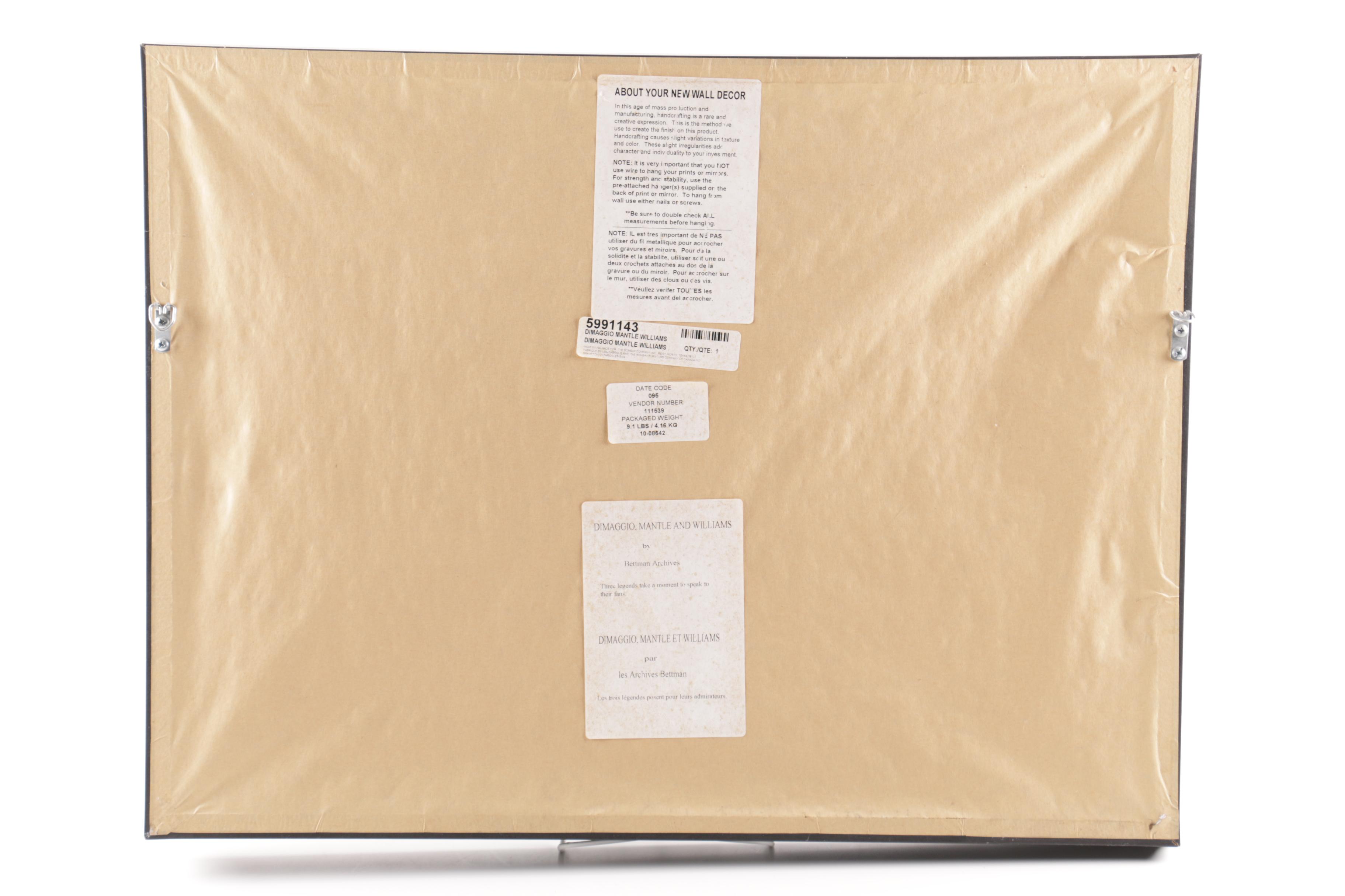 Joe Di Maggio, Mickey Mantle, and Ted Williams Photograph