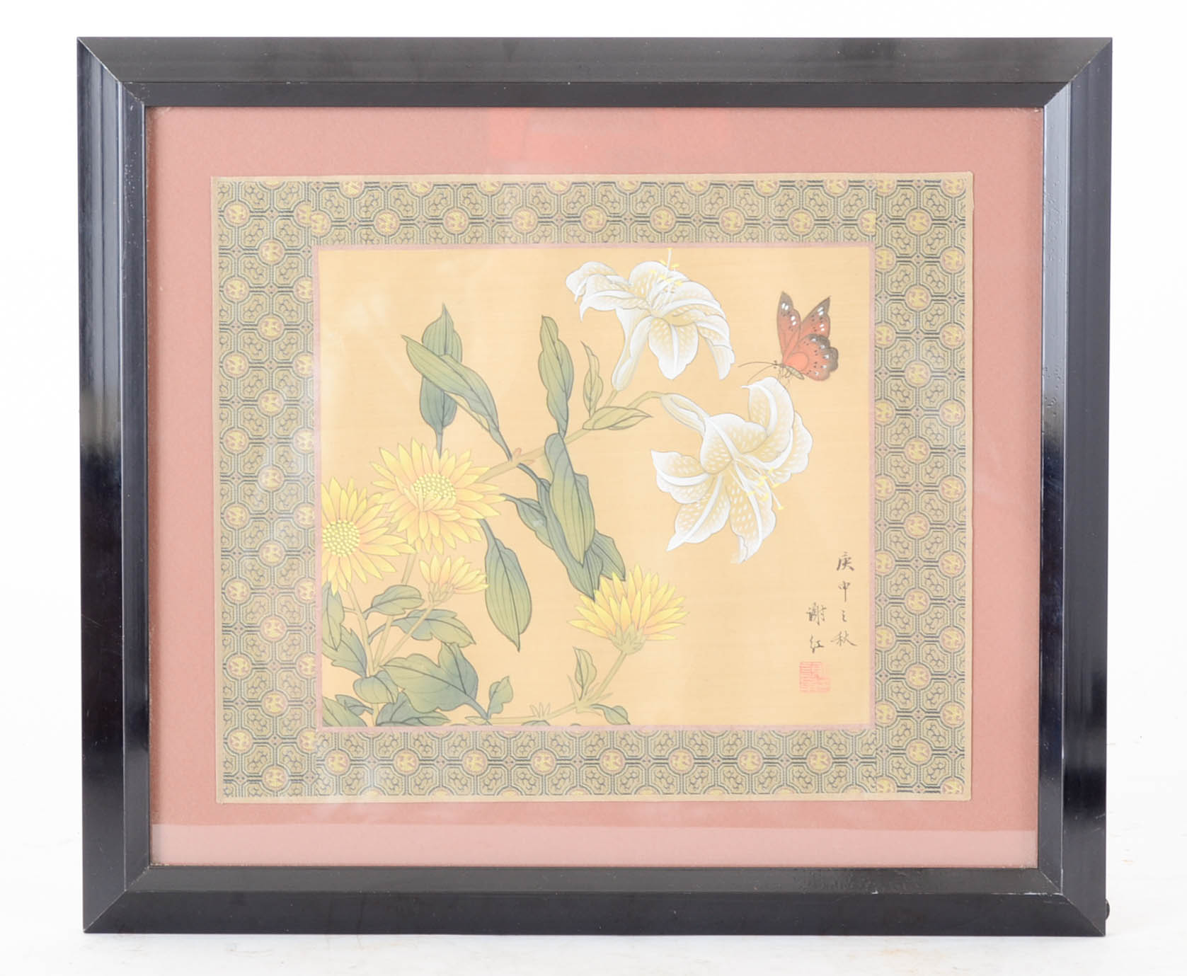 Pair of Chinese Floral Watercolors on Silk