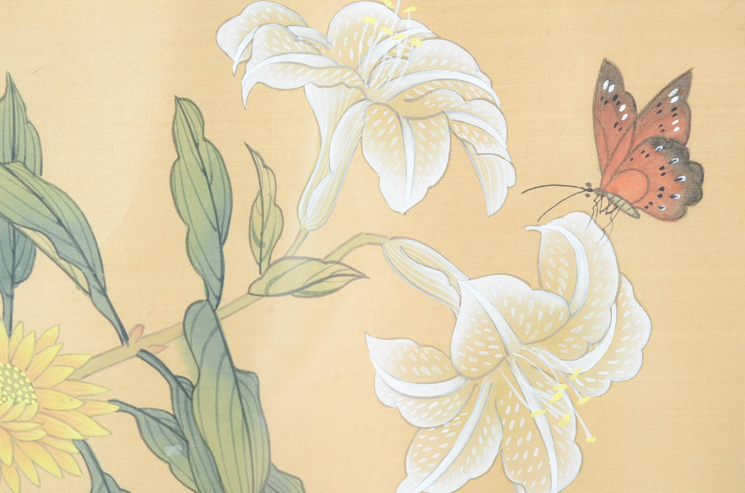 Pair of Chinese Floral Watercolors on Silk