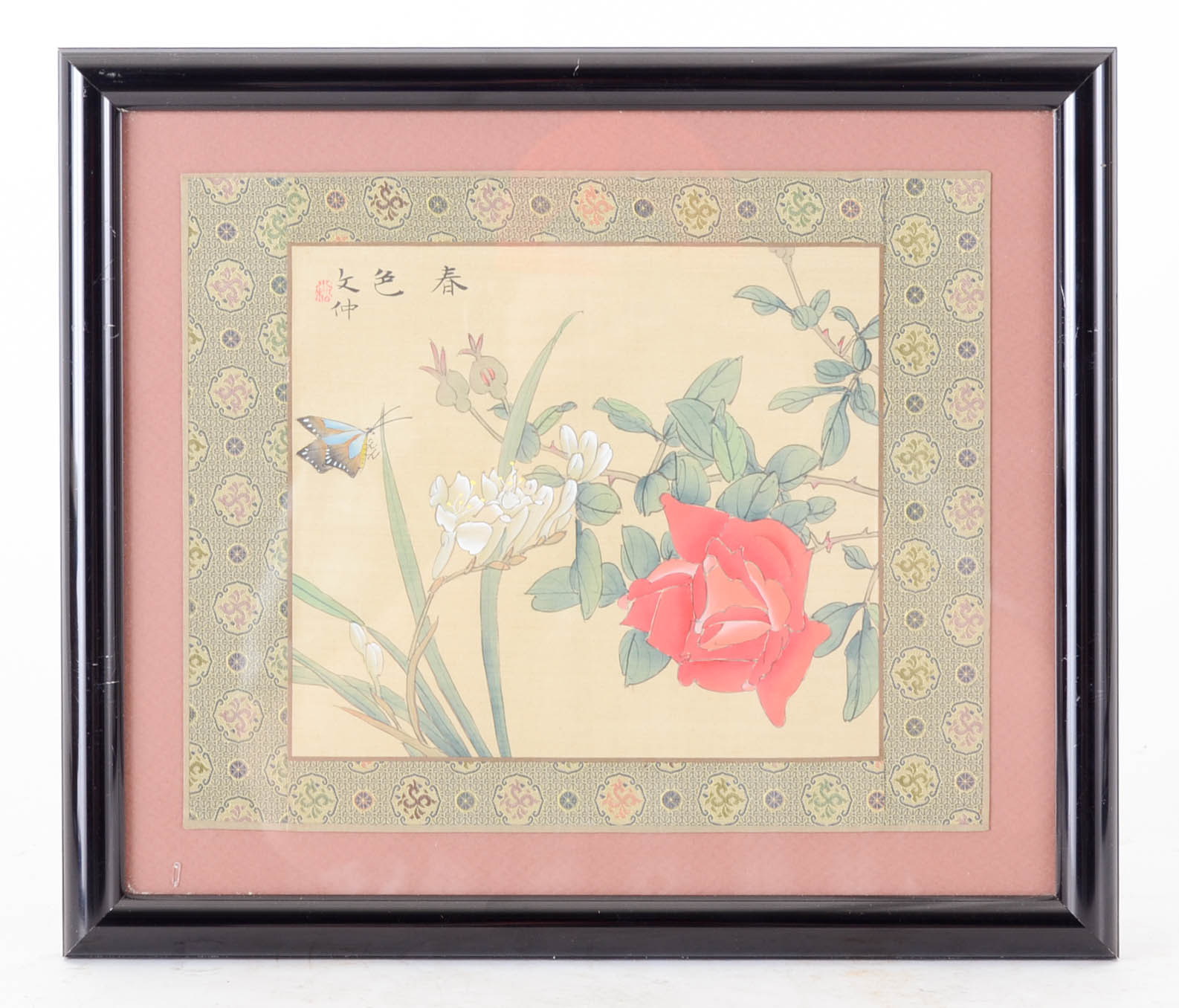 Pair of Chinese Floral Watercolors on Silk