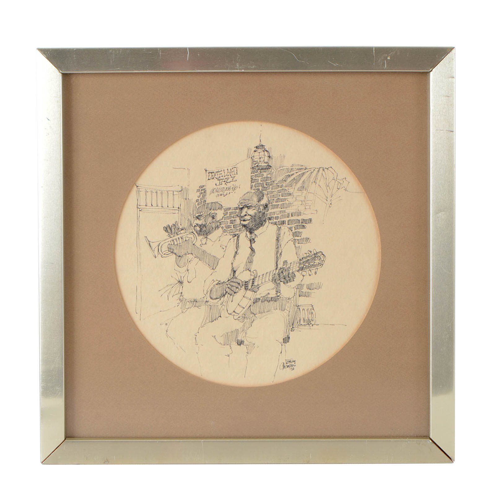 Emily Thompson Ink Drawing of Musicians