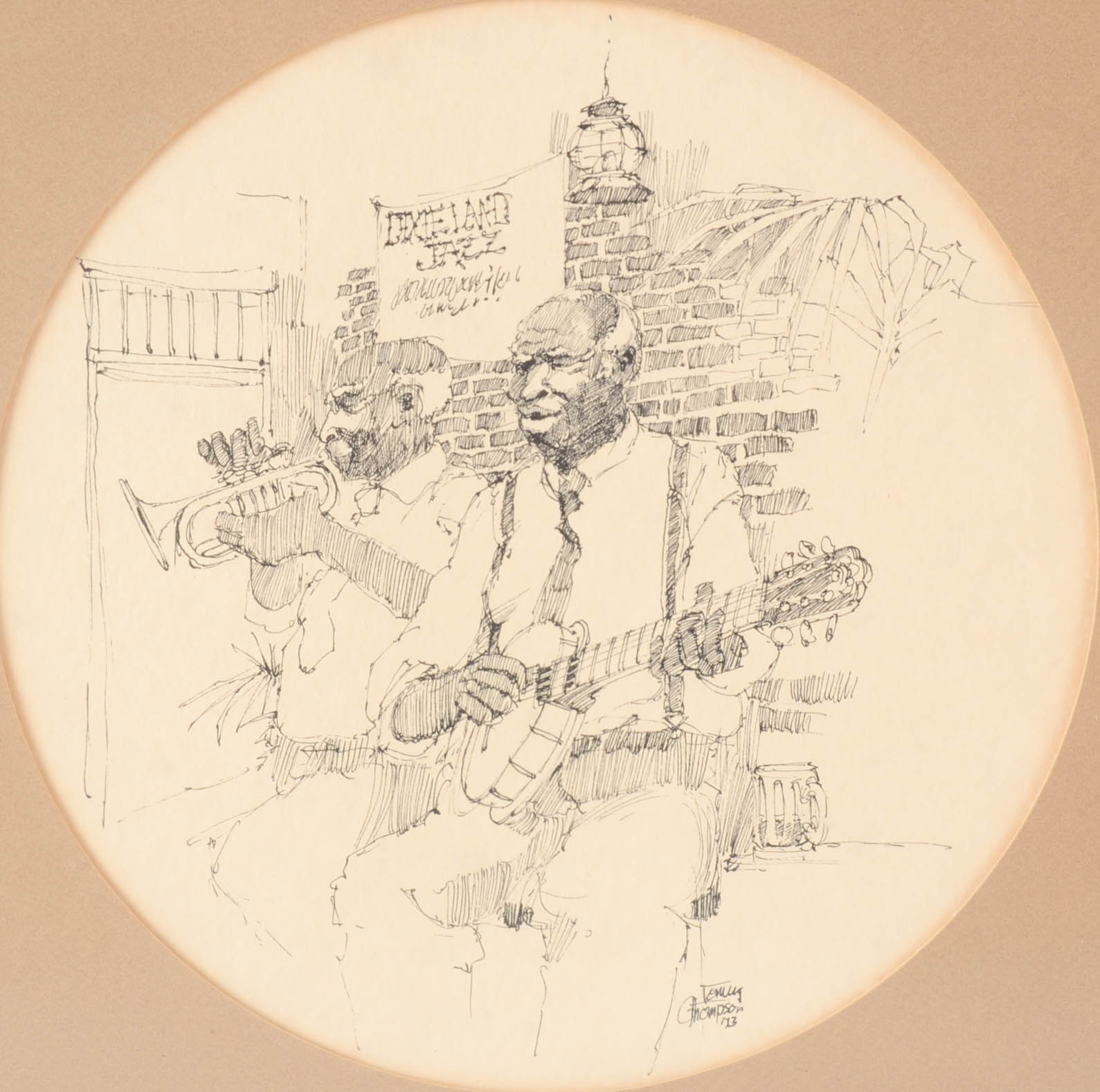 Emily Thompson Ink Drawing of Musicians