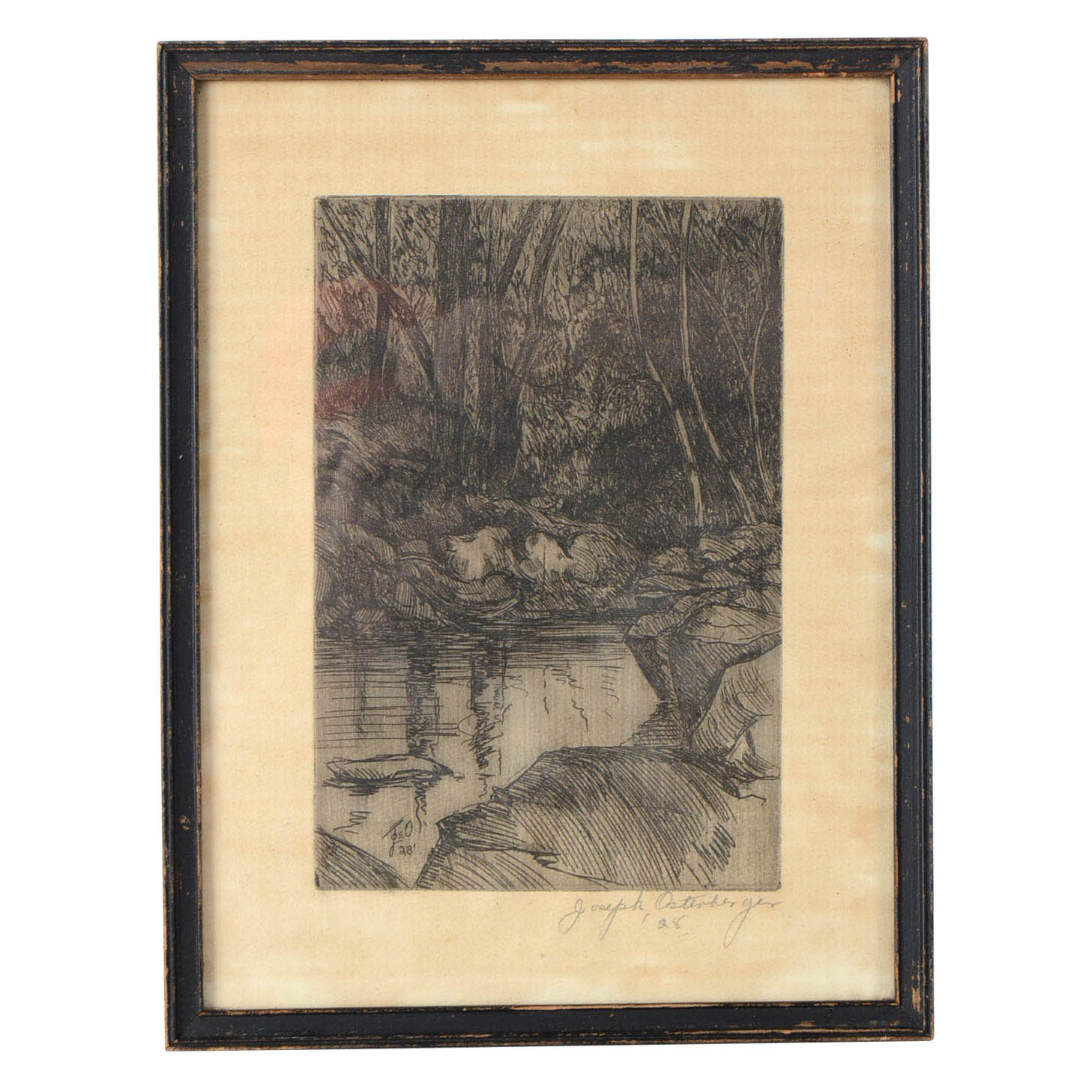 Joseph Osterberger 1928 Signed Etching Landscape