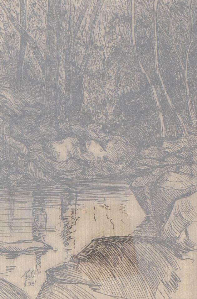 Joseph Osterberger 1928 Signed Etching Landscape