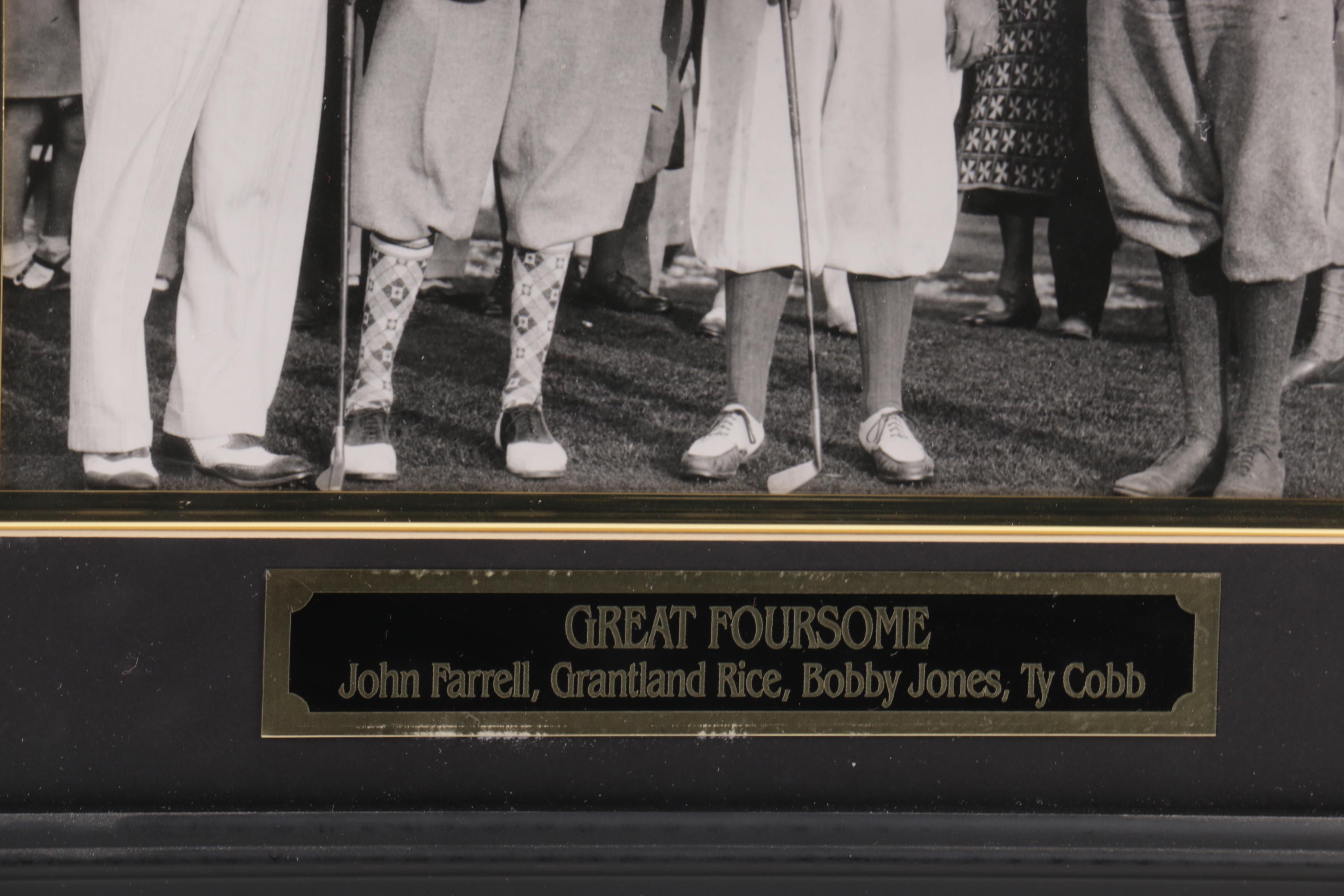 Ty Cobb, Bobby Jones, Grantland Rice, and John Farrell Framed Photo