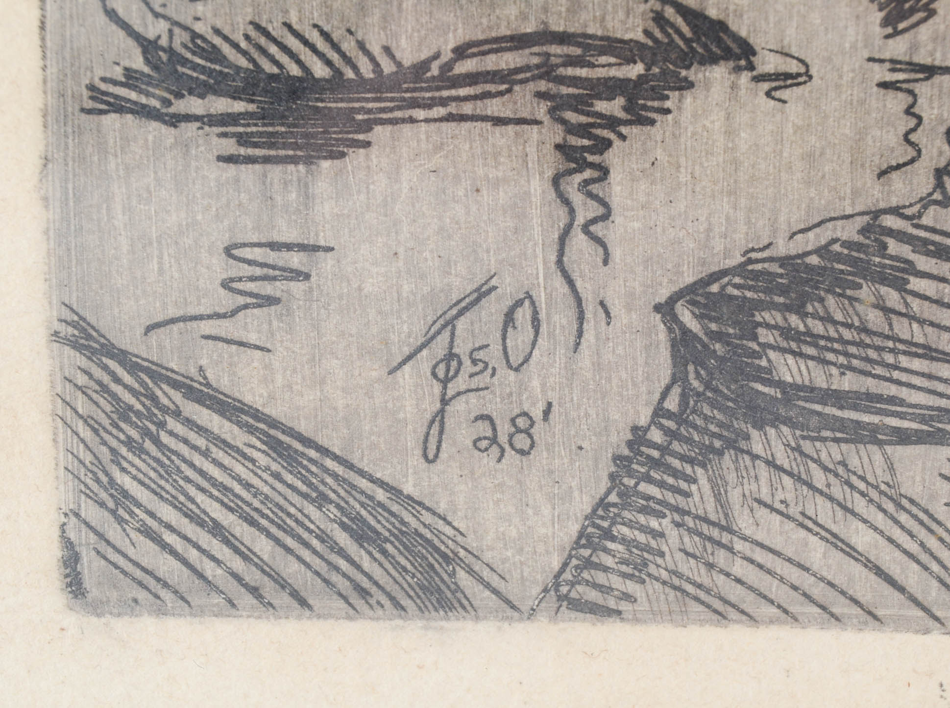 Joseph Osterberger 1928 Signed Etching Landscape