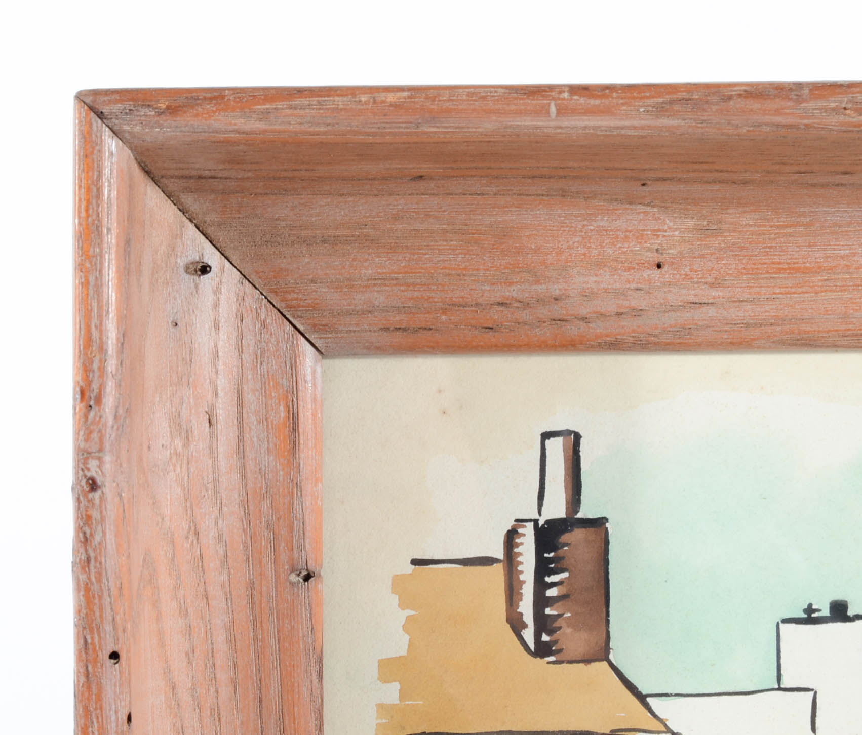 Renauld Gouache and Watercolor Painting of a Village Scene