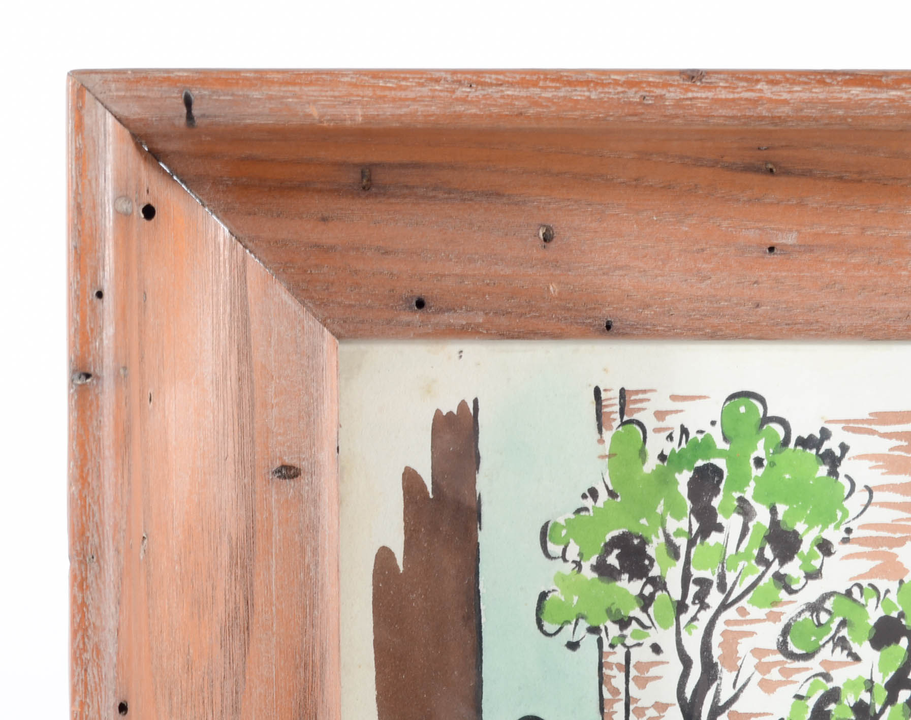 Renauld Gouache and Watercolor Painting of a Street Scene