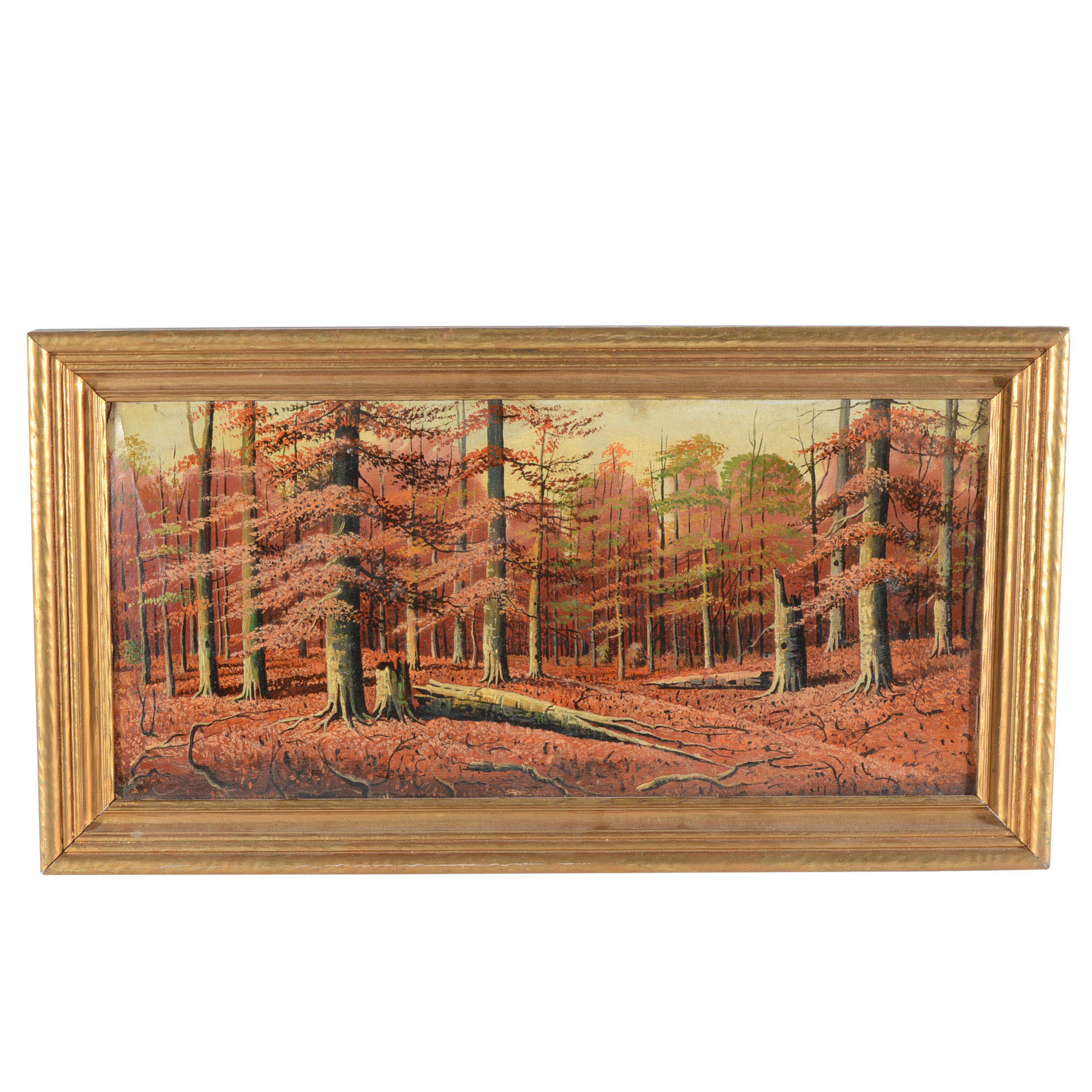 Original Oil on Board Autumnal Landscape