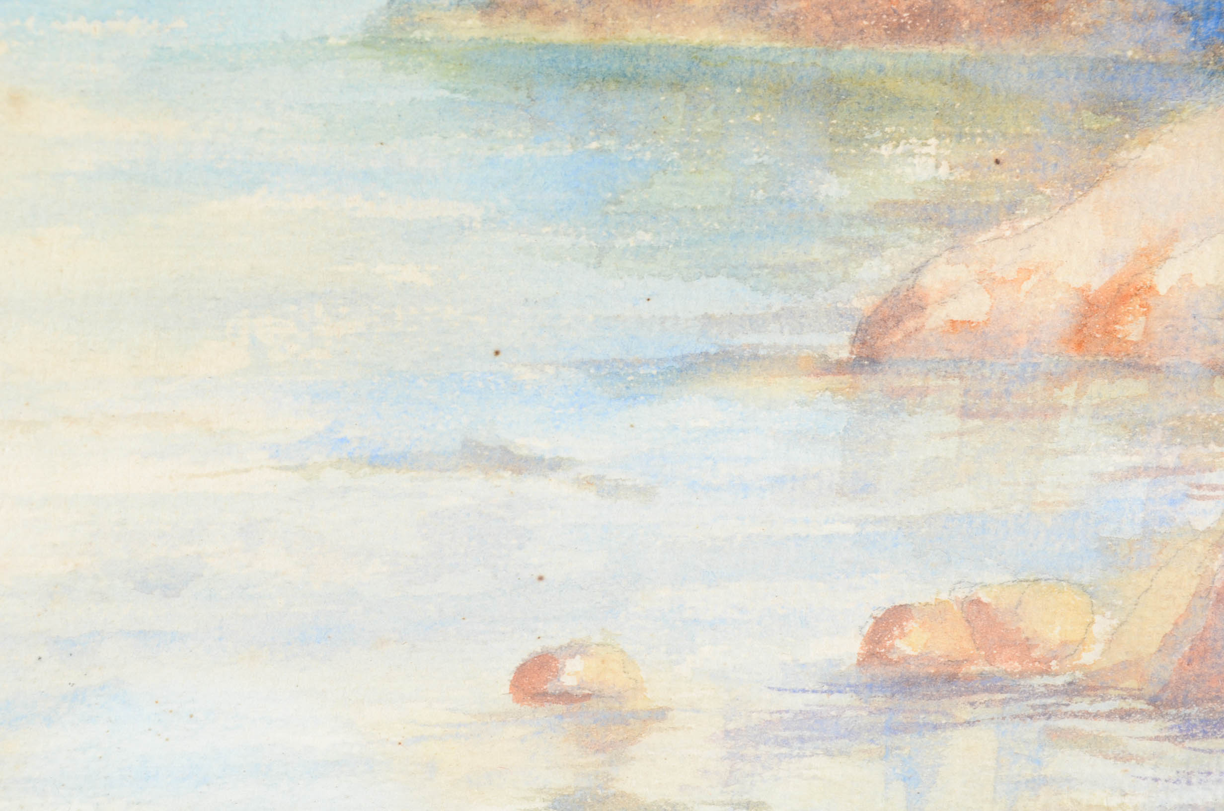 M. Brown Original Vintage Watercolor Painting of a Lake