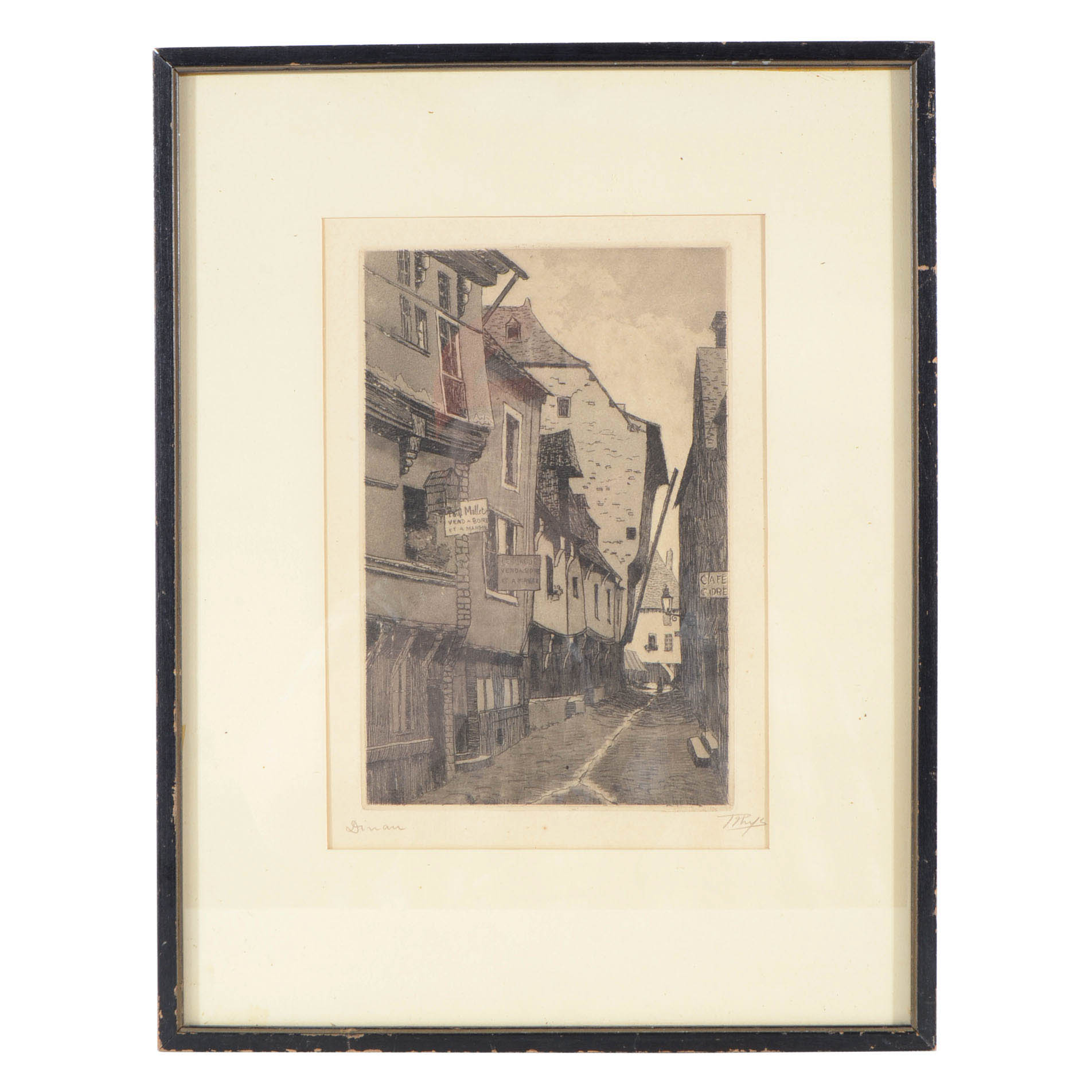 Vintage Signed Aquatint Etching "Dinan"