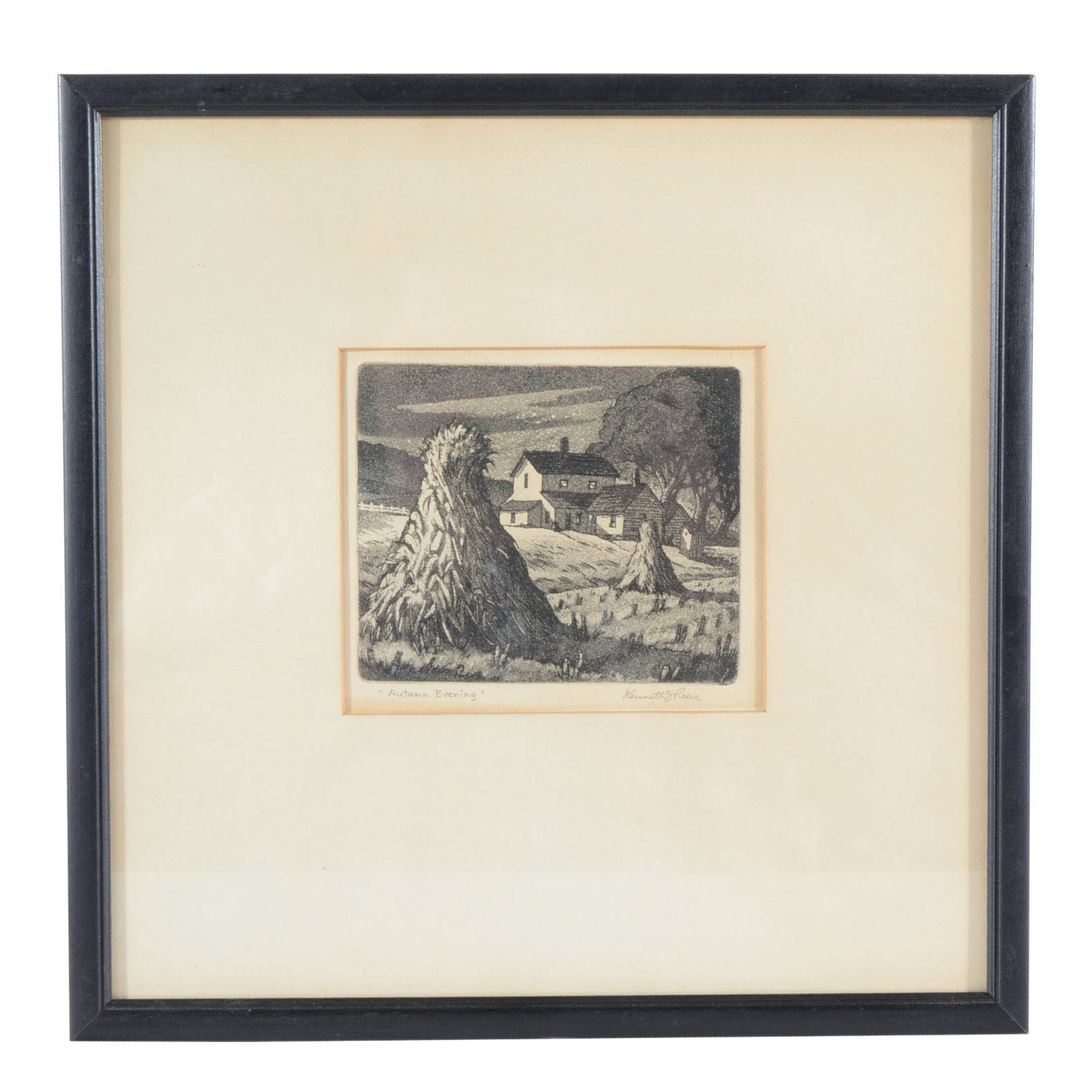 Kenneth J. Reeve Aquatint "Autumn Evening"