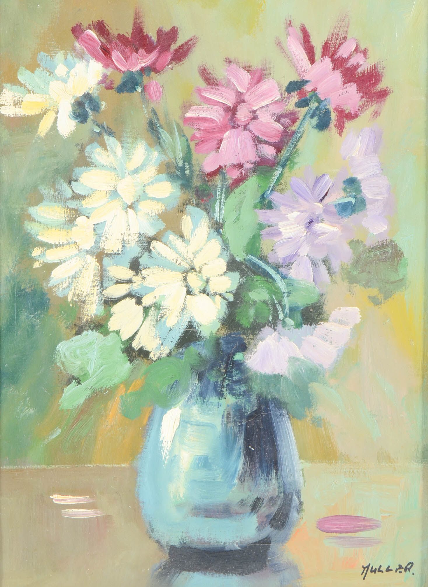 Muller Vintage Oil on Canvas Floral Still Life