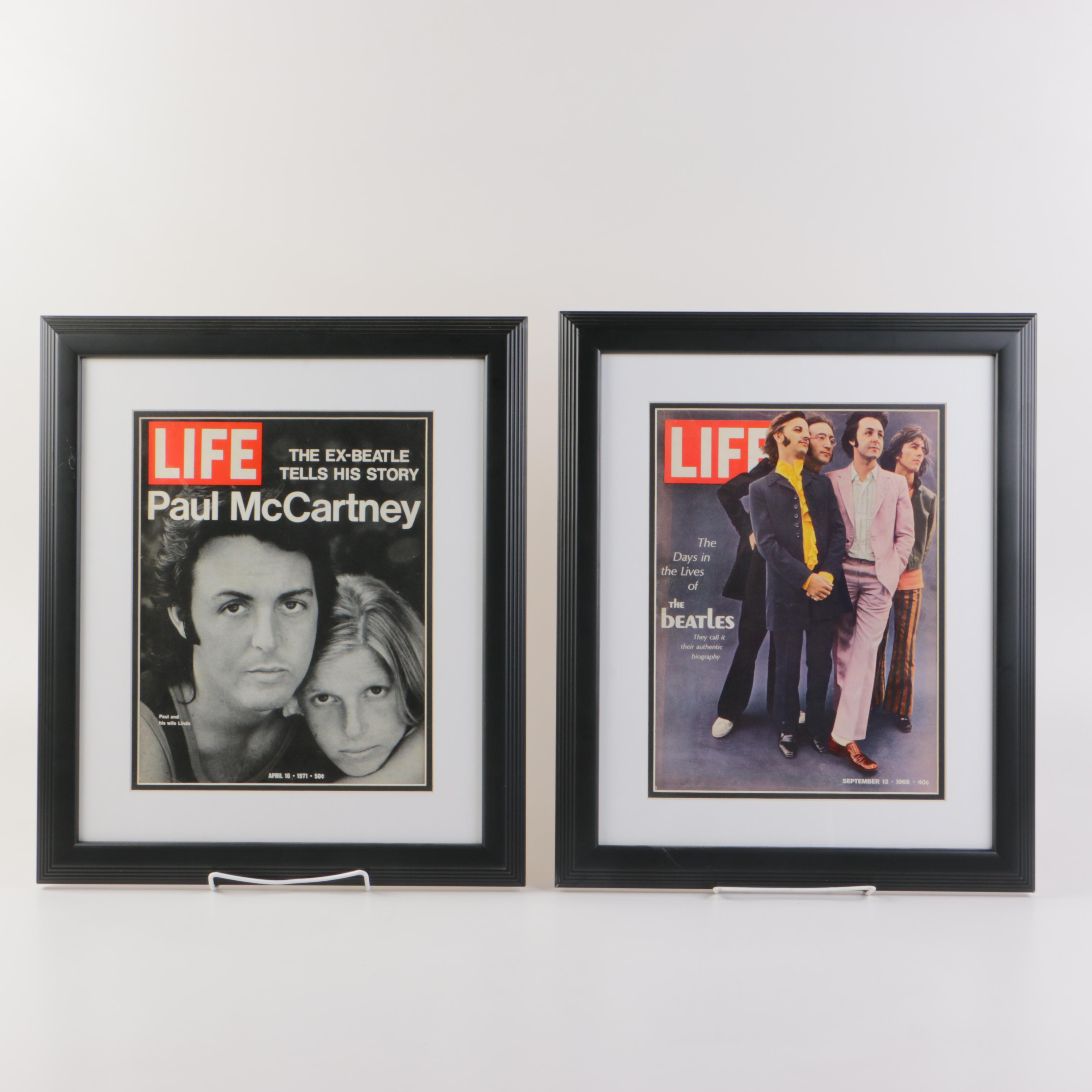 Framed "Life" Magazine Covers of the Beatles and Paul McCartney