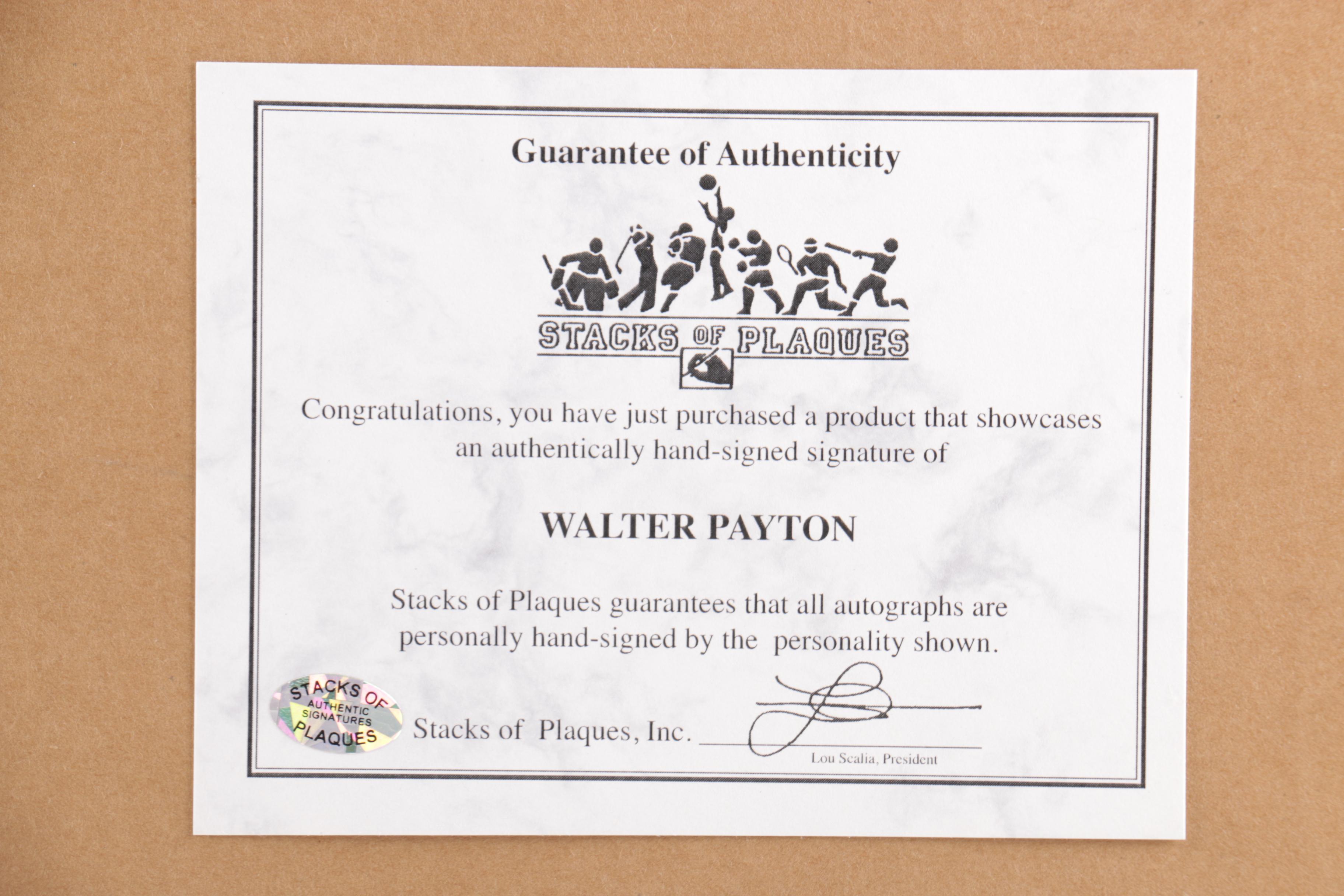 Signed Walter Payton Photograph
