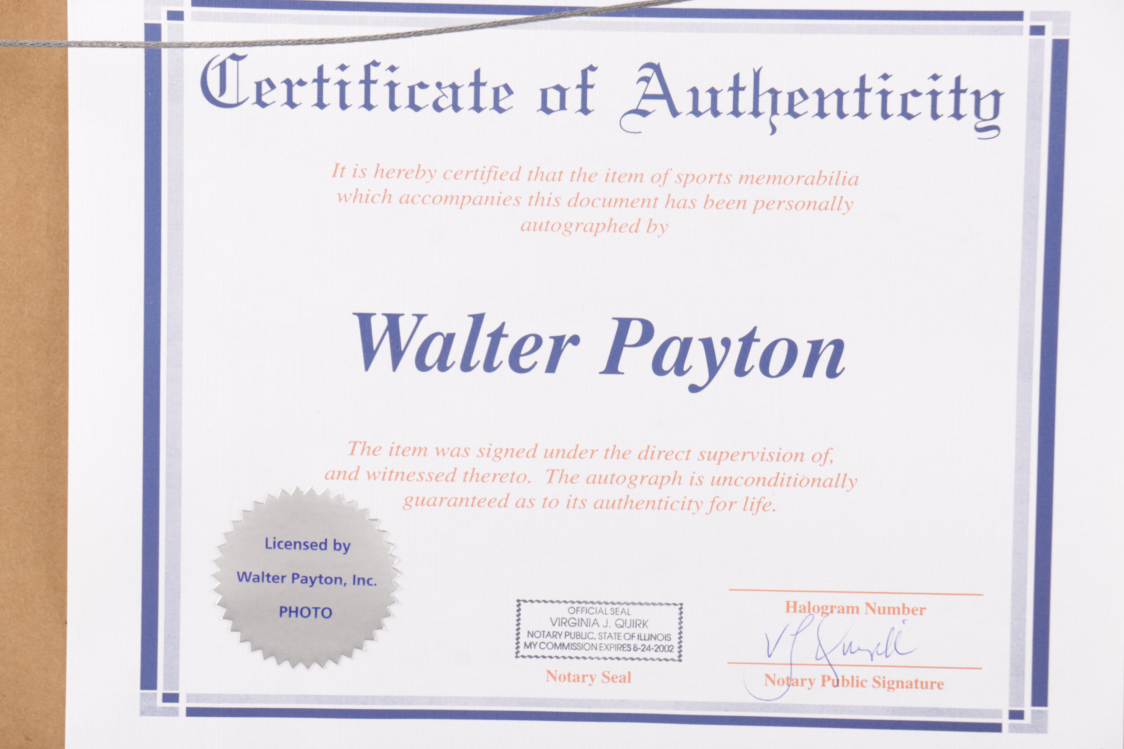 Signed Walter Payton Photograph