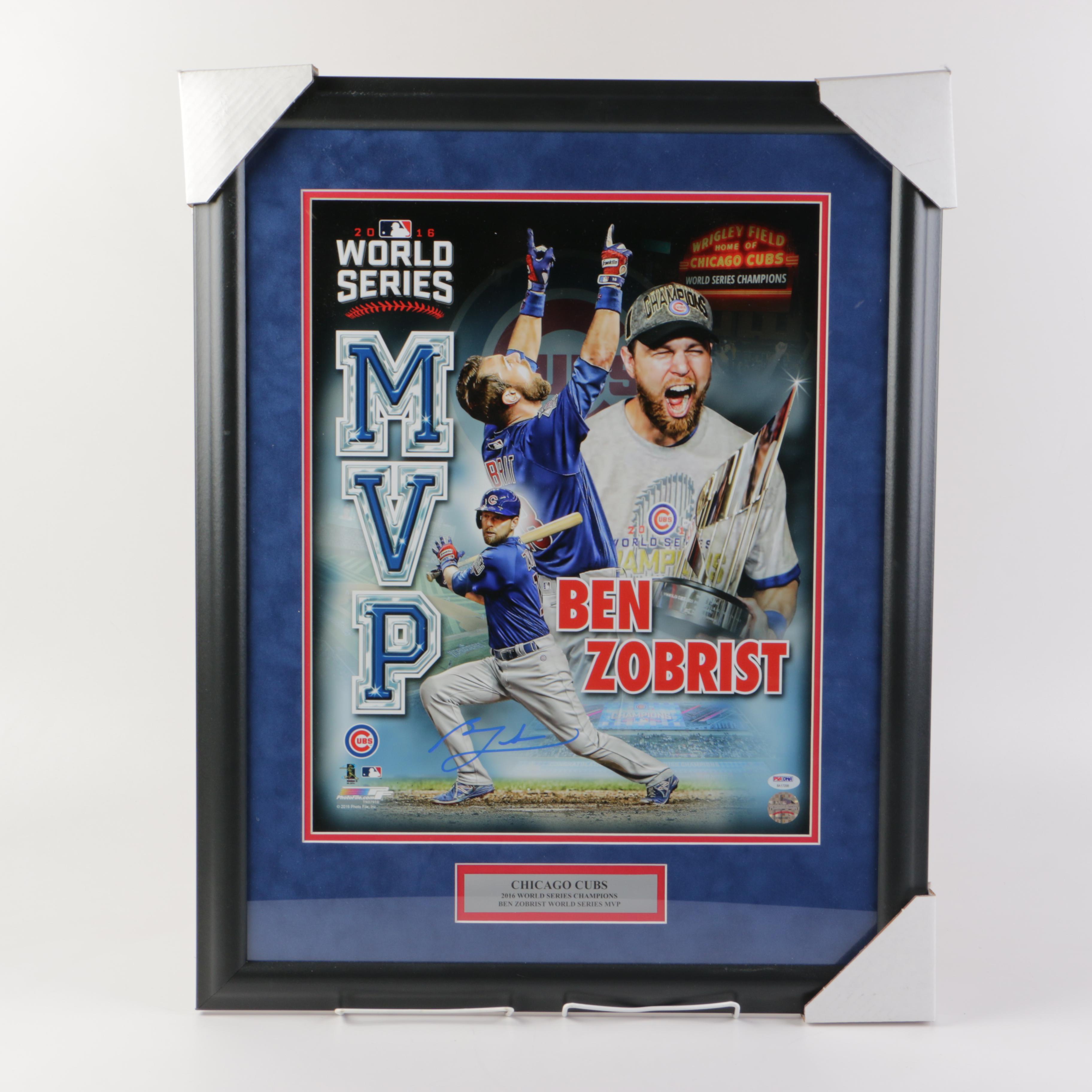 Signed Ben Zobrist Chicago Cubs 2016 World Series Poster