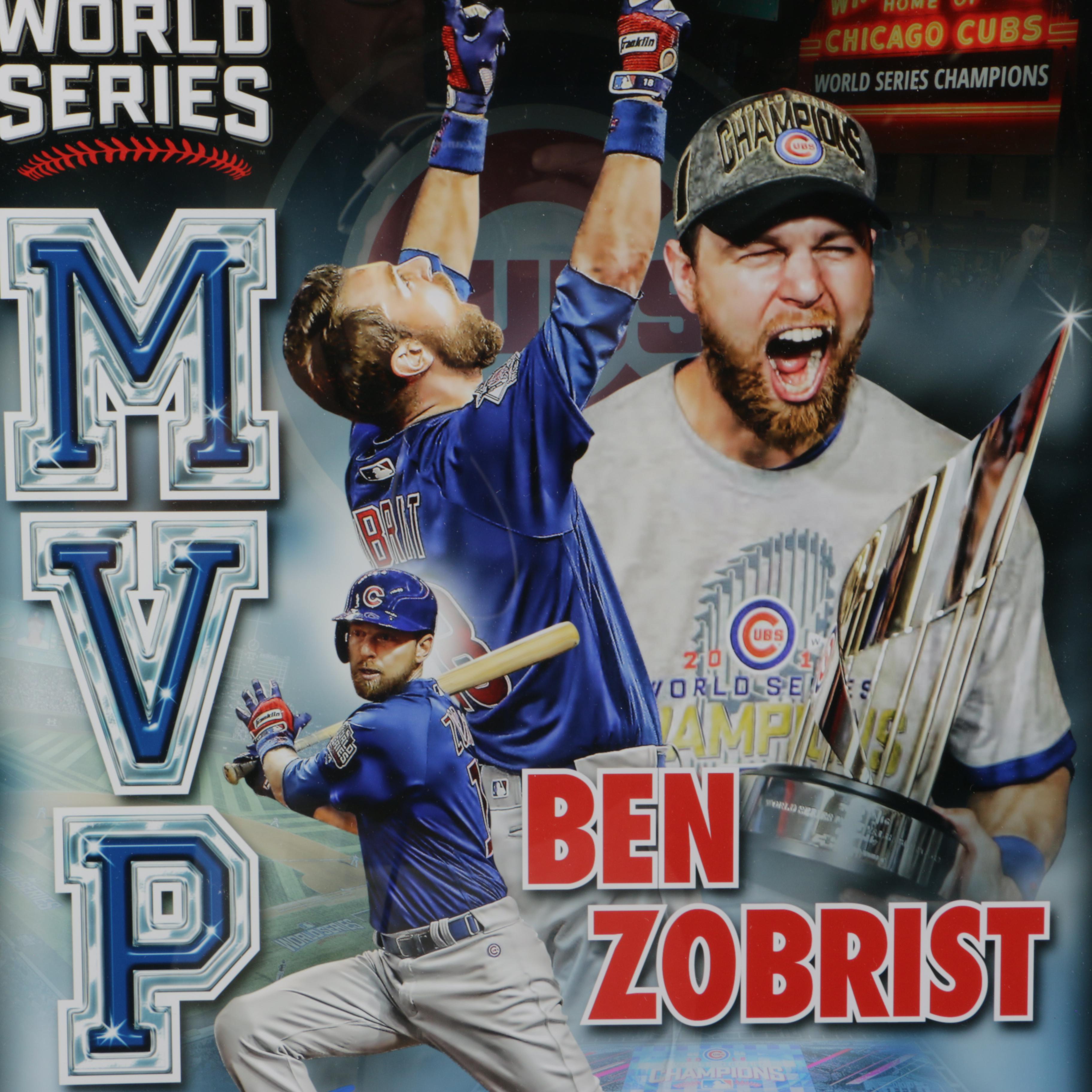 Signed Ben Zobrist Chicago Cubs 2016 World Series Poster
