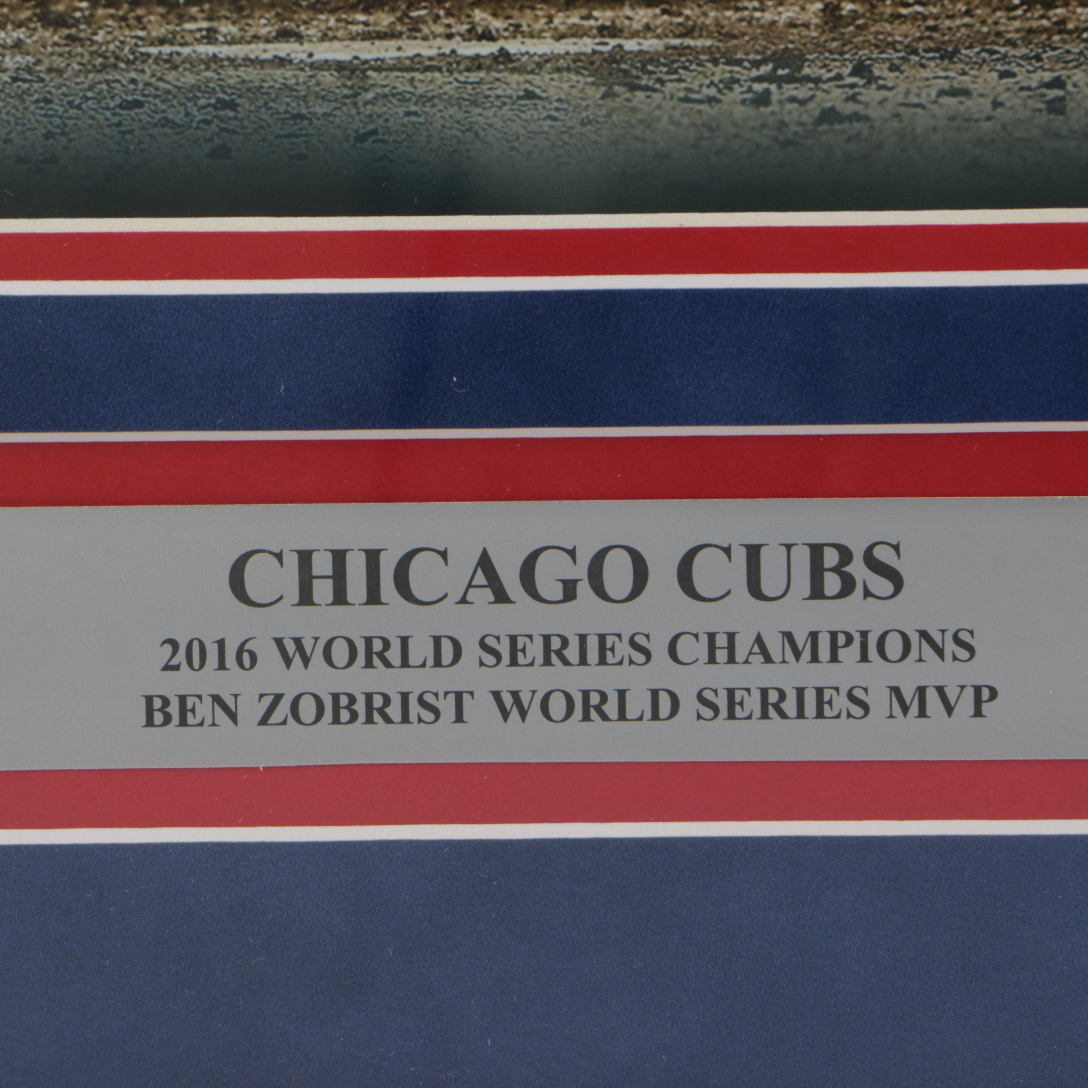 Signed Ben Zobrist Chicago Cubs 2016 World Series Poster
