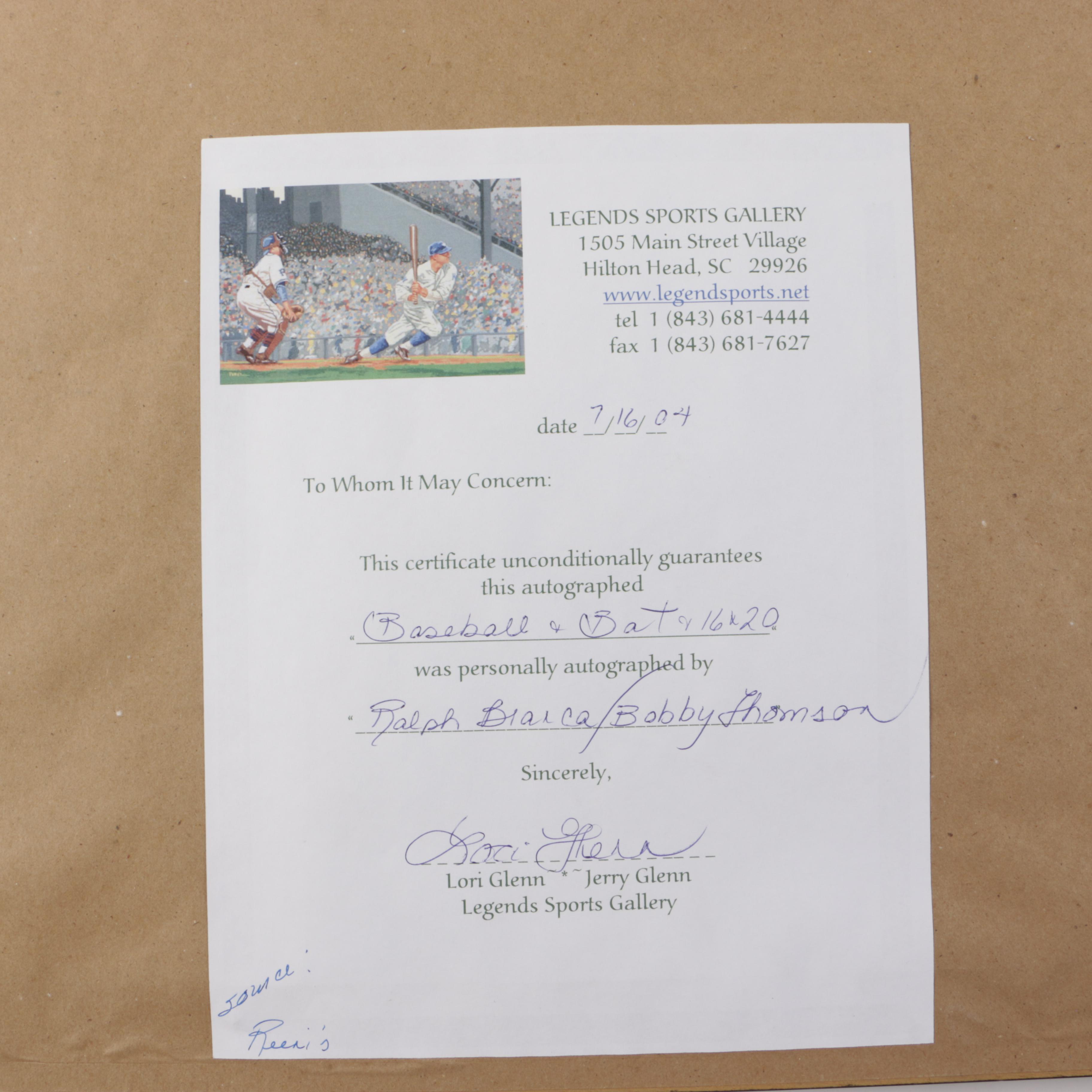 Bobby Thomson and Ralph Branca Signed Photograph