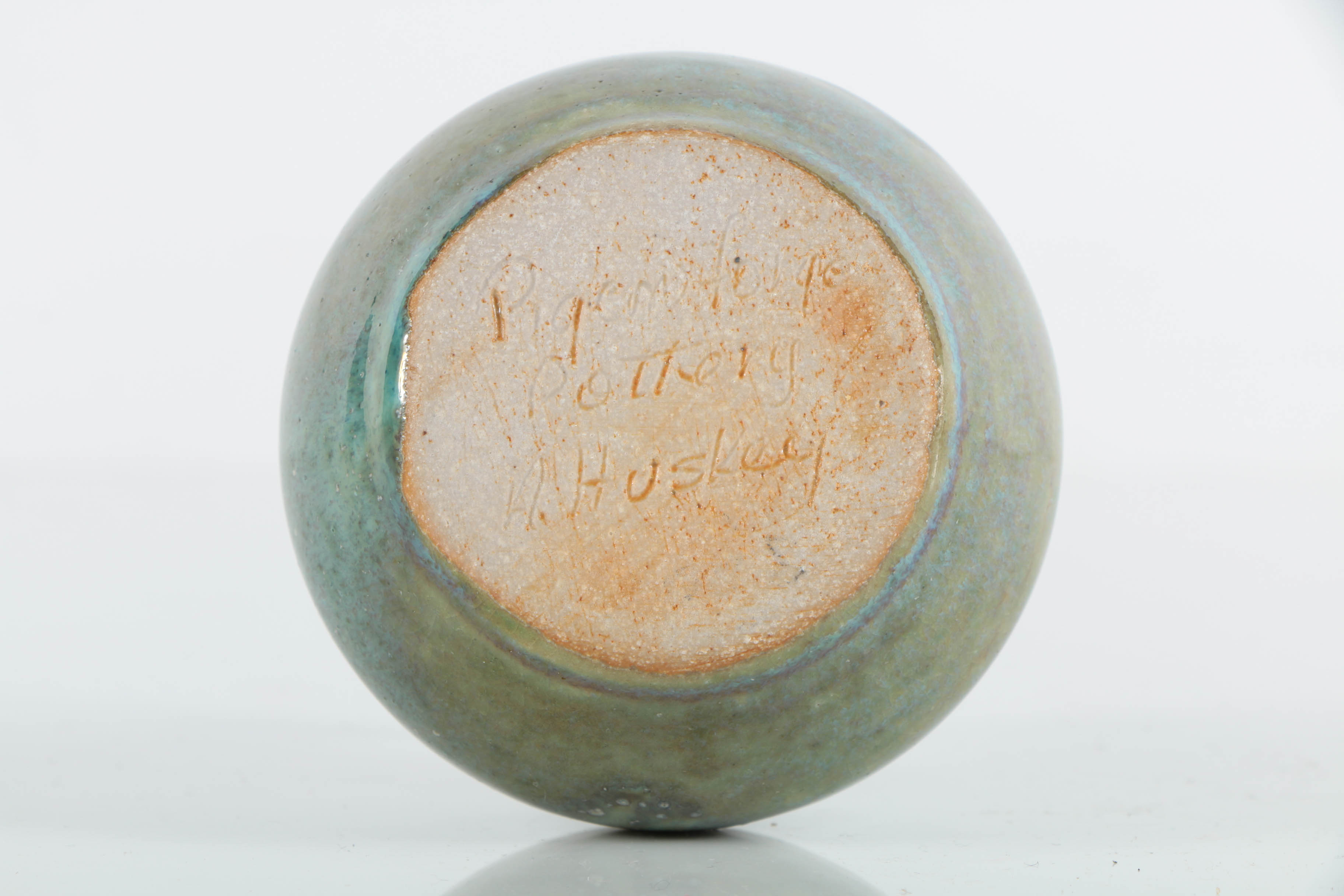 Pigeon Forge Pottery Cabinet Vase with Copper and Turquoise Glaze