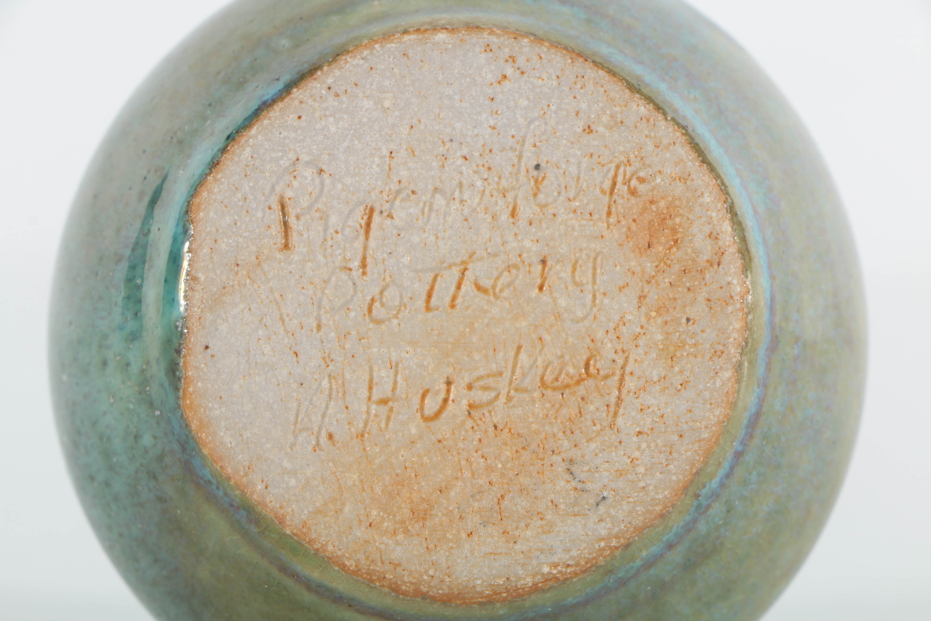 Pigeon Forge Pottery Cabinet Vase with Copper and Turquoise Glaze