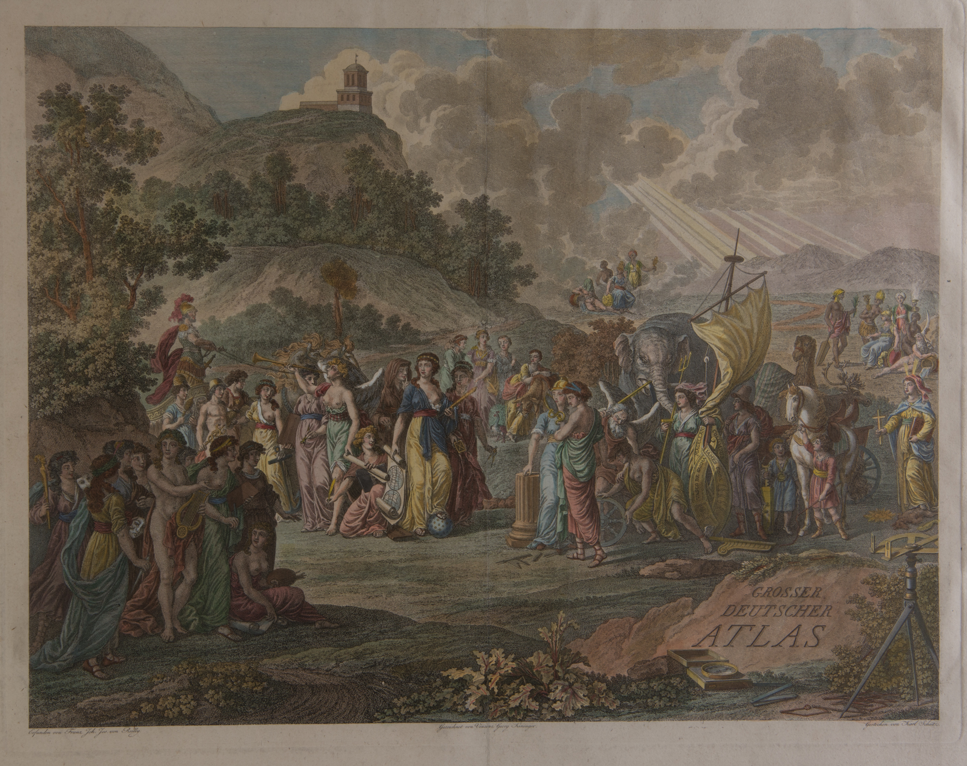 Hand Colored Etching "Grosser Deutscher Atlas"