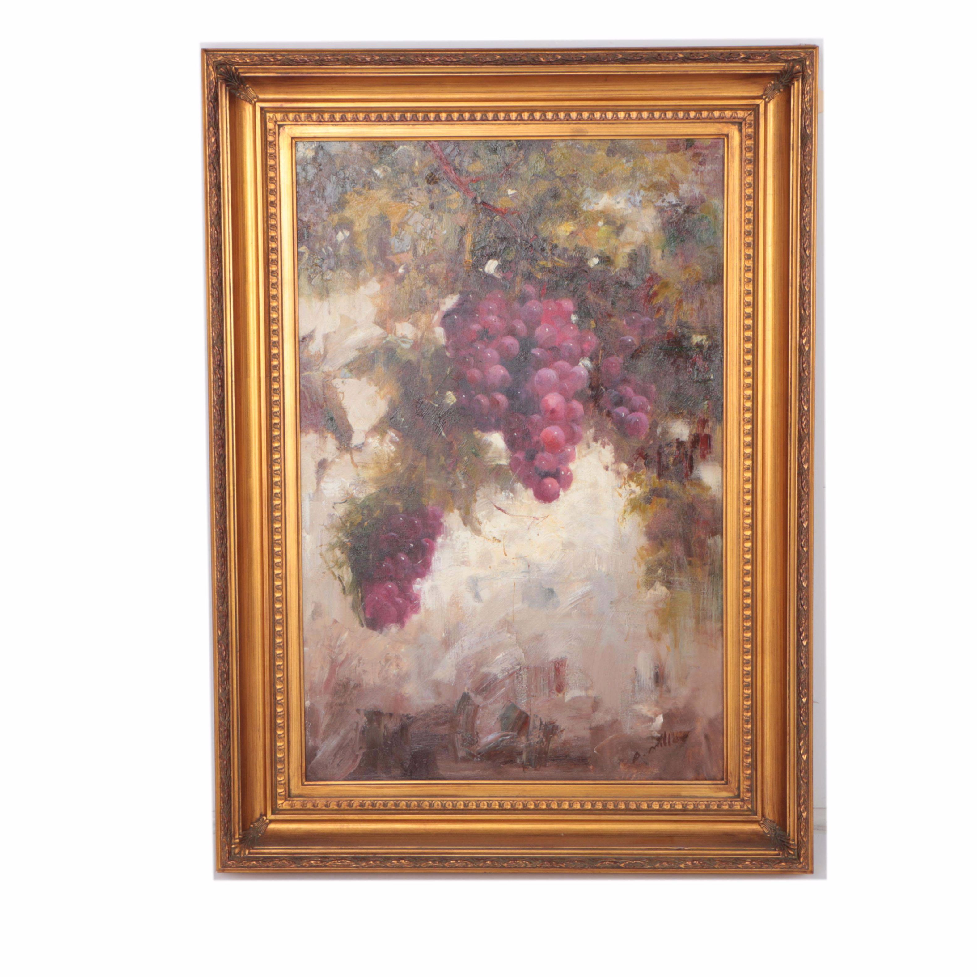 A. Miller Oil on Canvas of Grapes