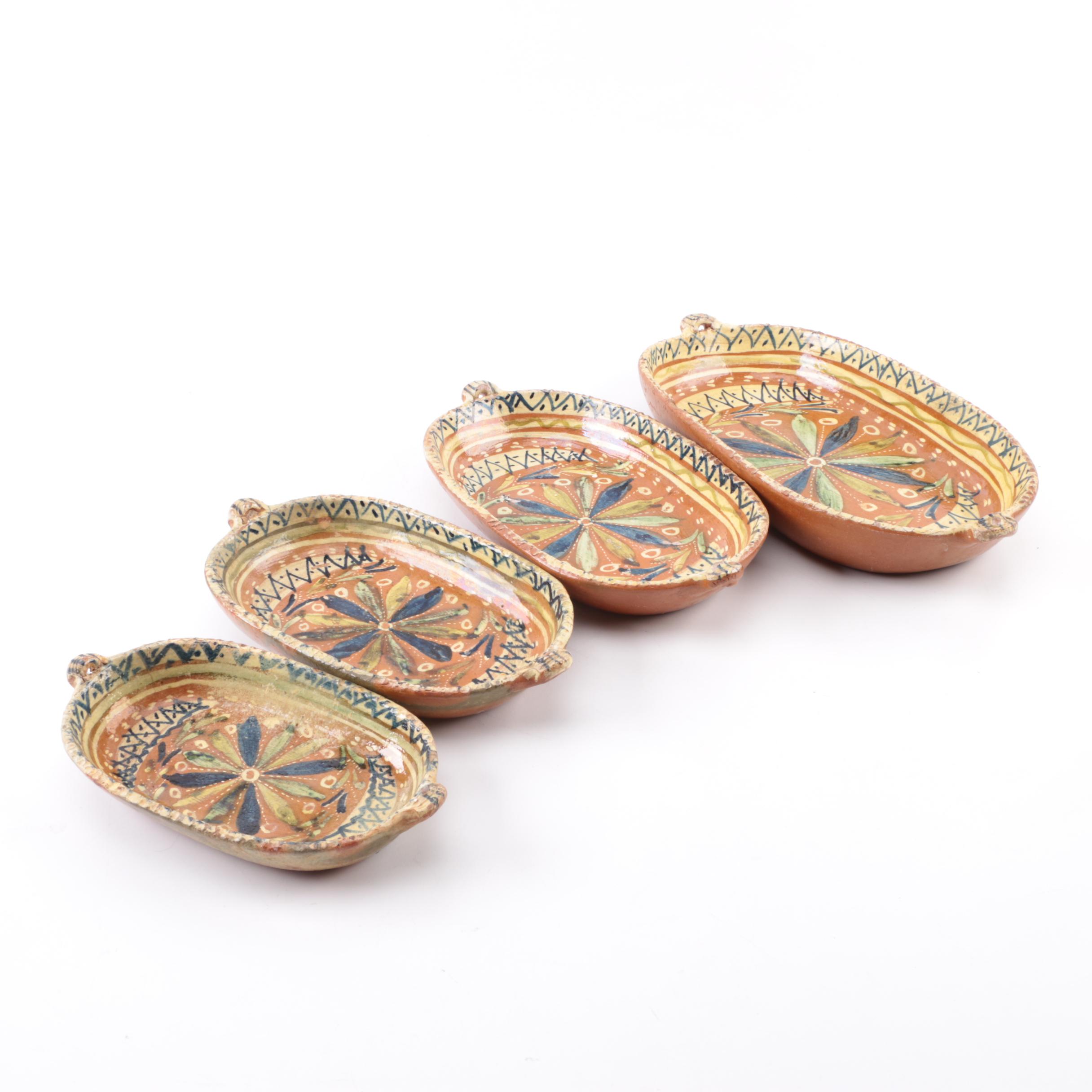 Handbuilt and Hand-Painted Terracotta Nesting Serving Trays