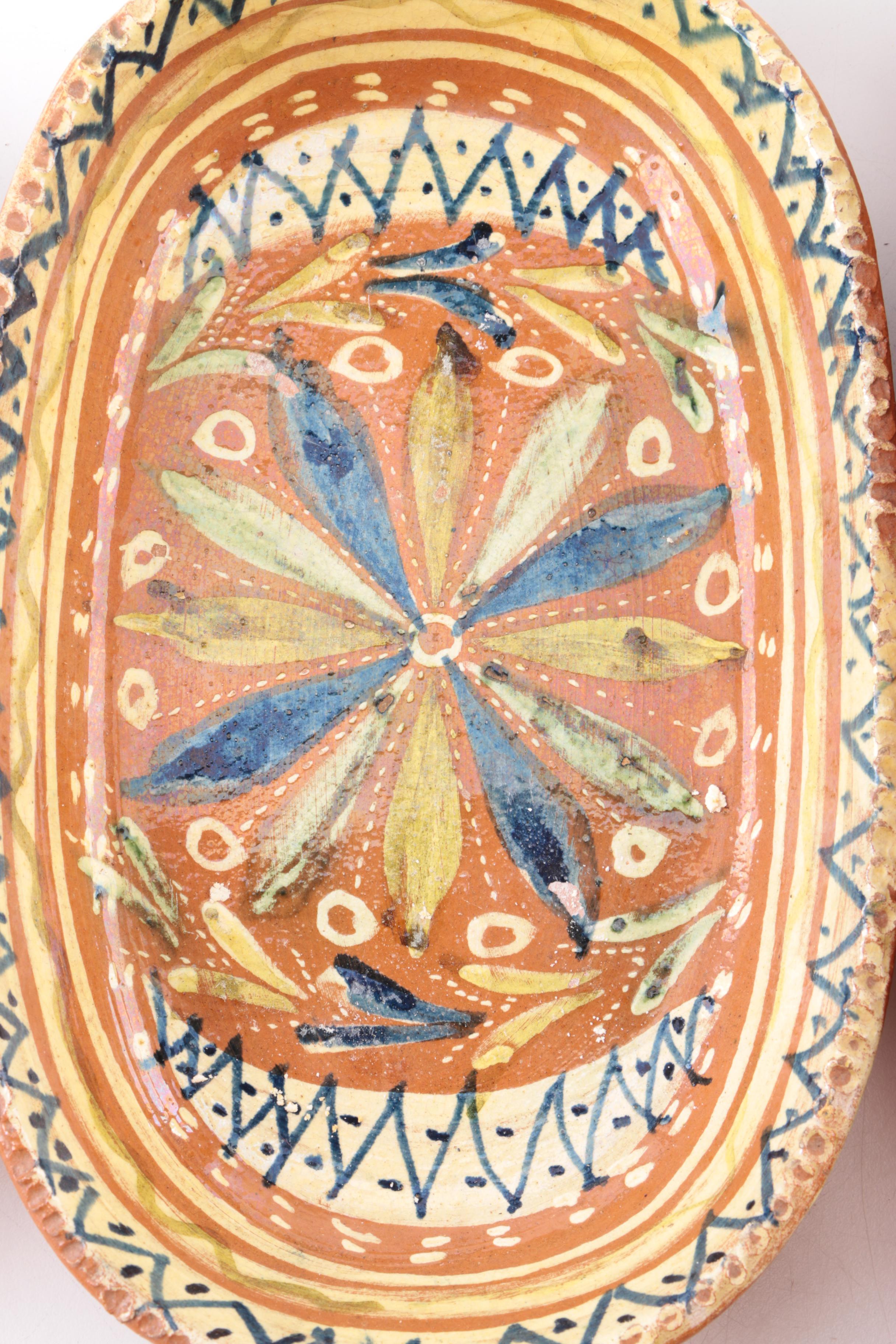 Handbuilt and Hand-Painted Terracotta Nesting Serving Trays