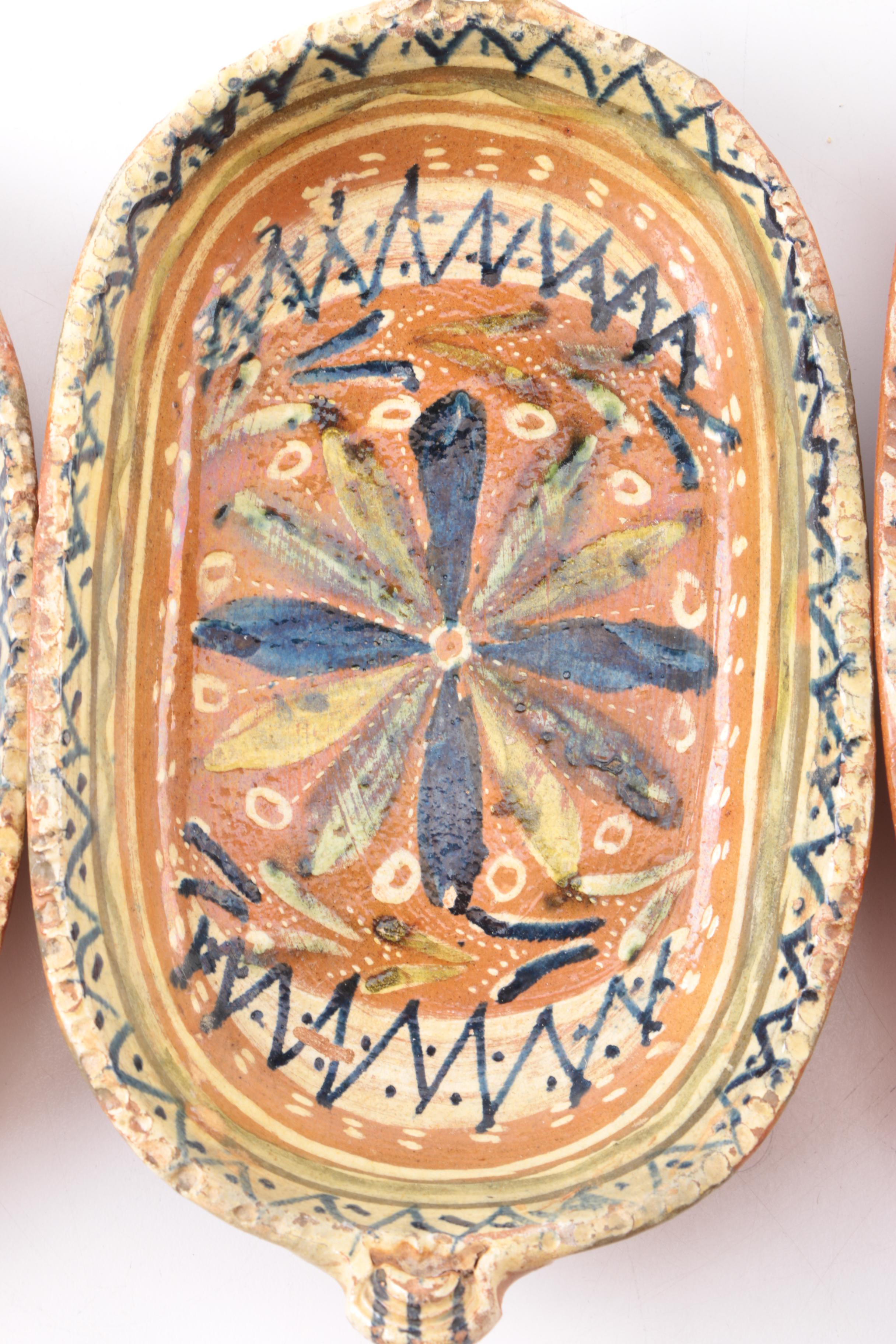 Handbuilt and Hand-Painted Terracotta Nesting Serving Trays