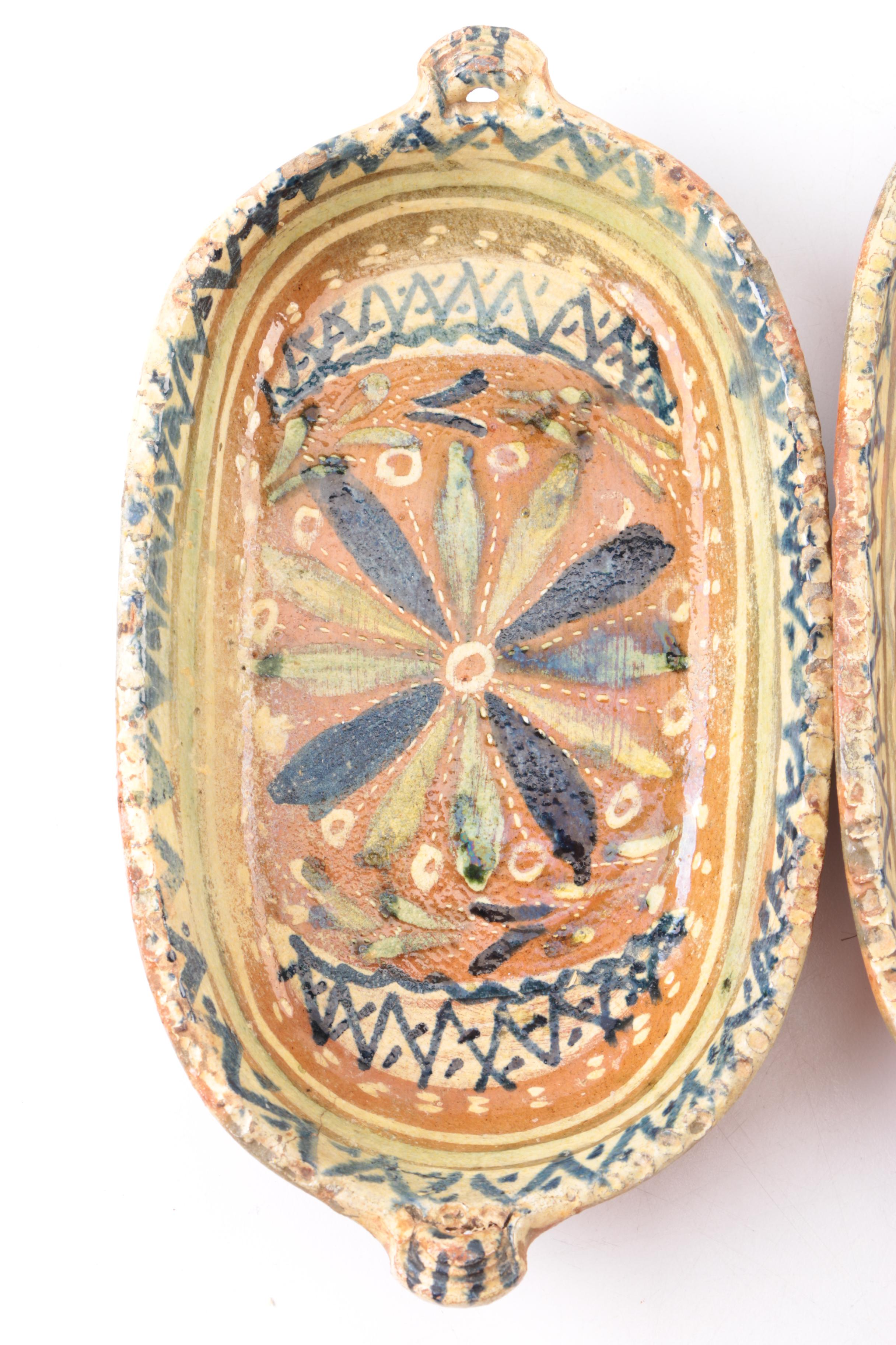 Handbuilt and Hand-Painted Terracotta Nesting Serving Trays