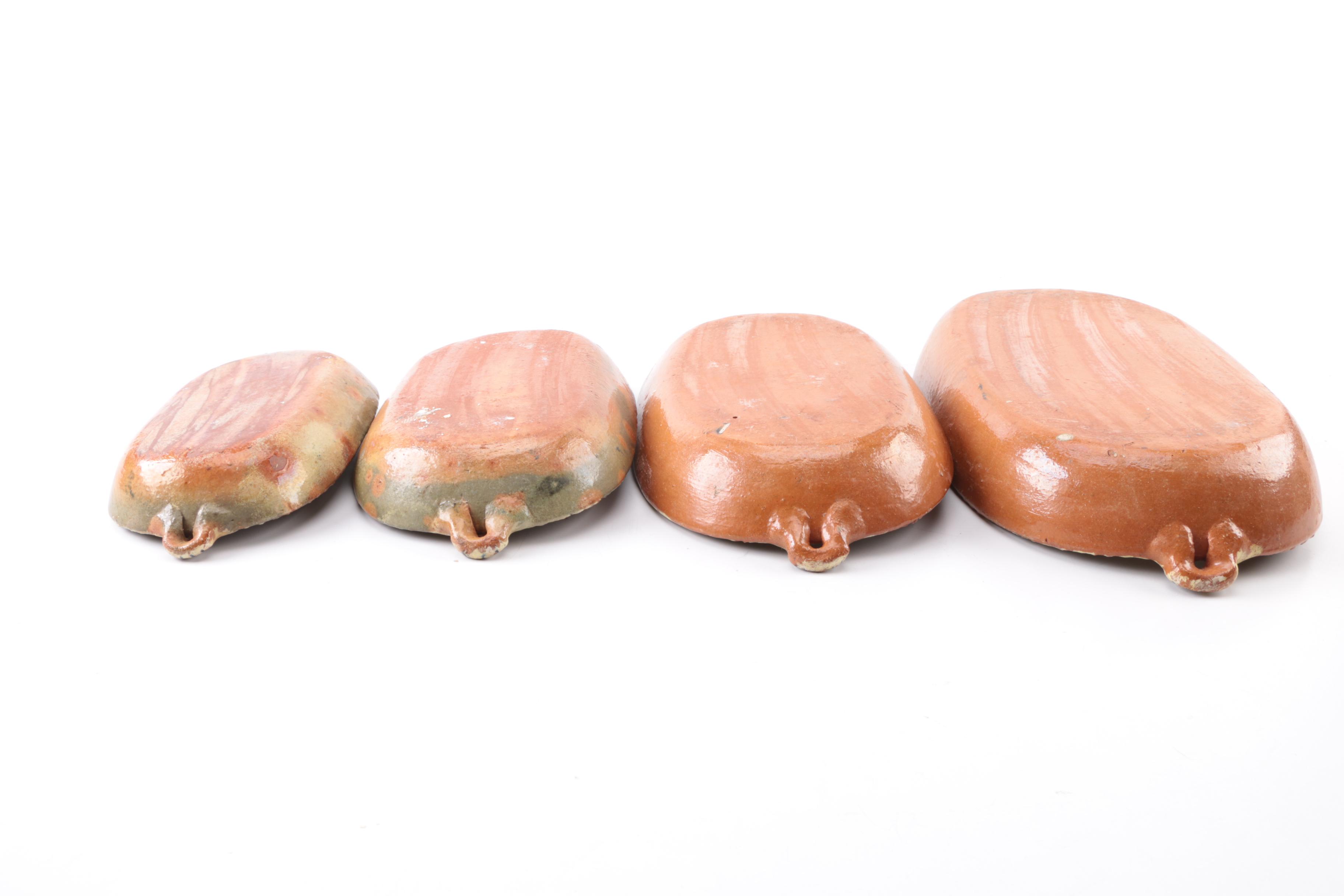 Handbuilt and Hand-Painted Terracotta Nesting Serving Trays